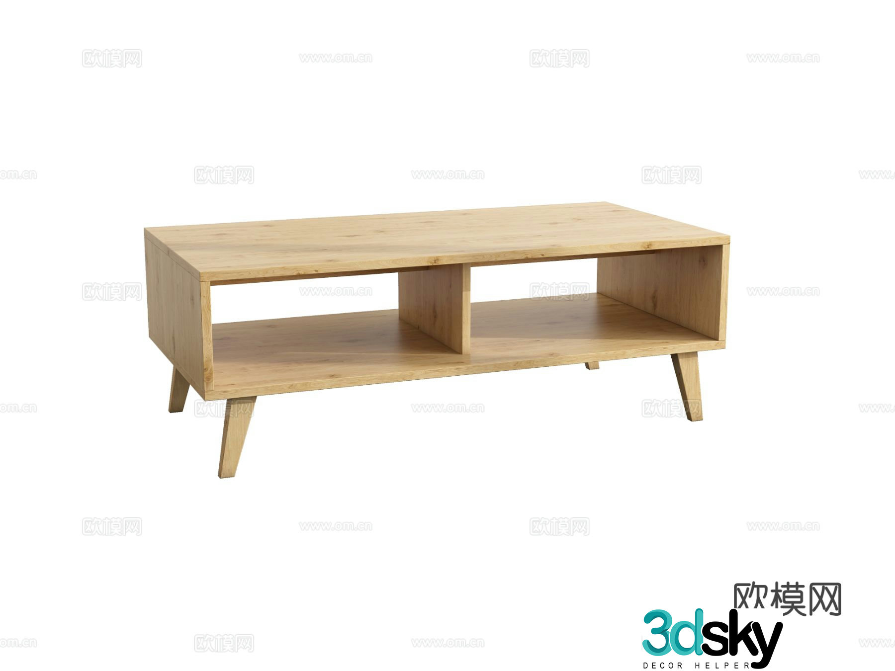Minimalist coffee table solid wood coffee table 3d model