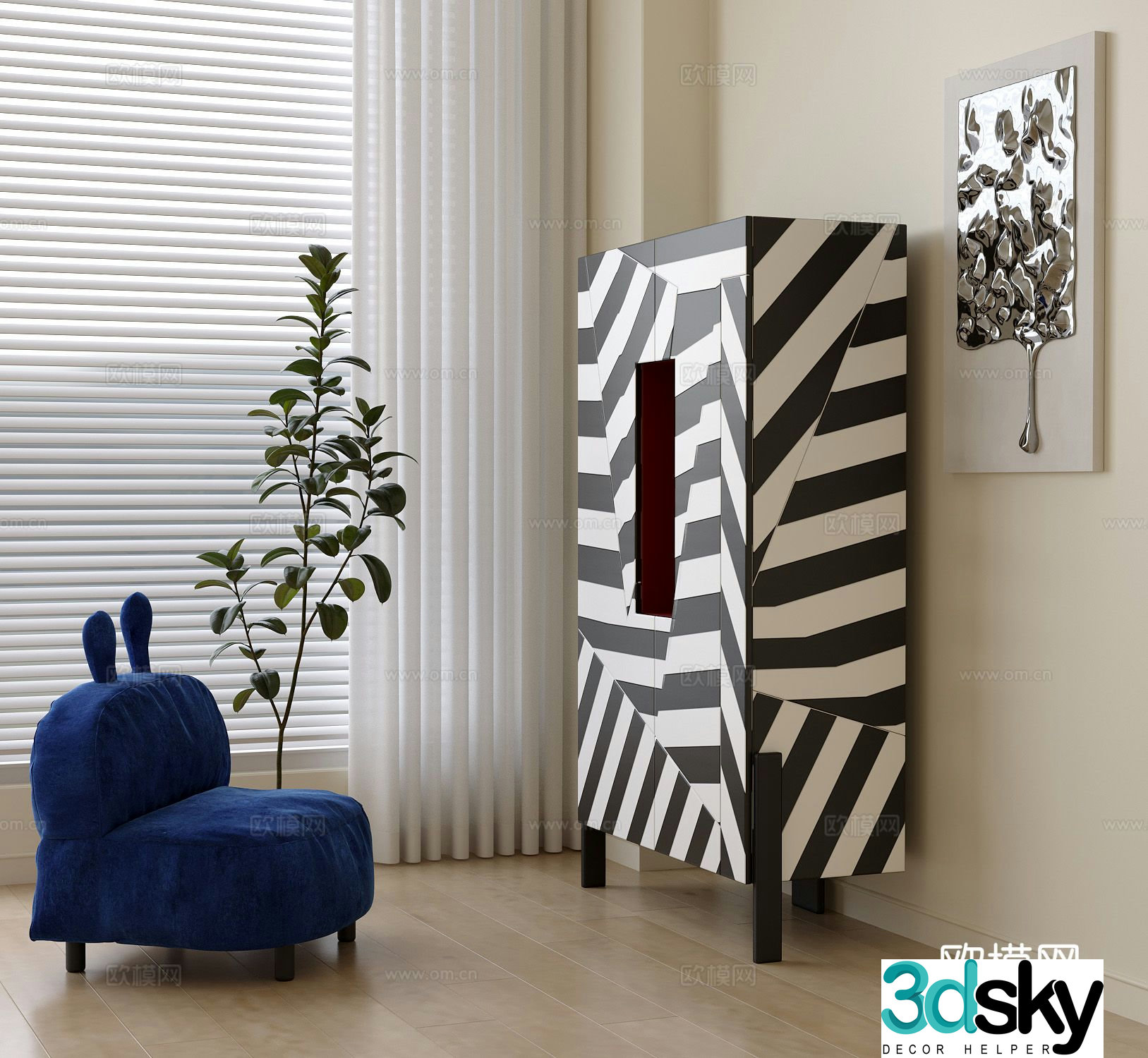 Modern entryway cabinet side cabinet 3d model