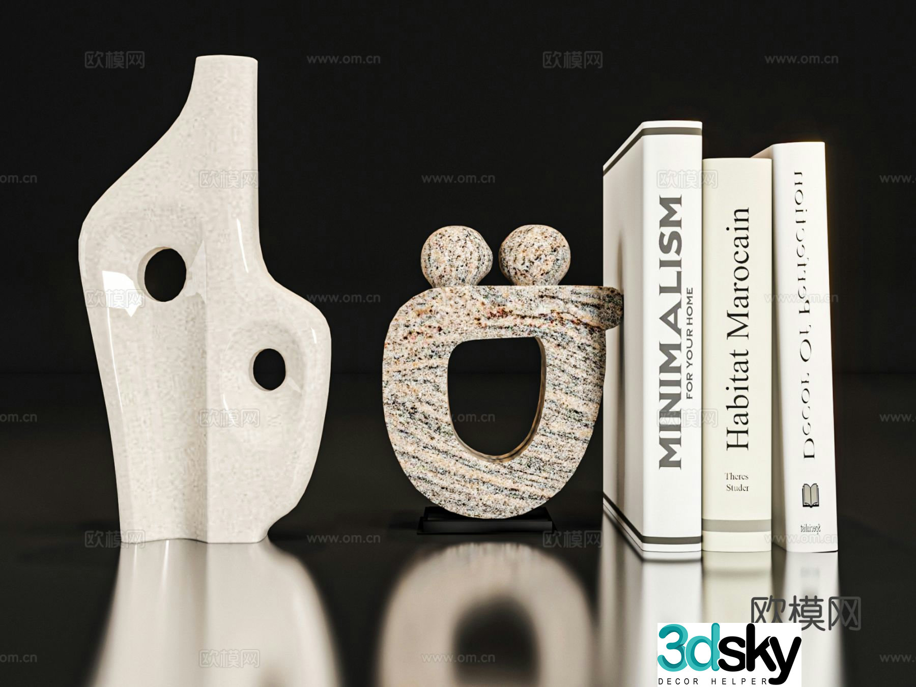 Ornaments books vase 3d model