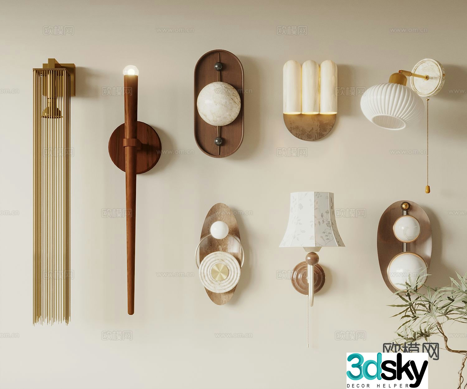 Medieval style wall lamp bedroom wall lamp 3d model