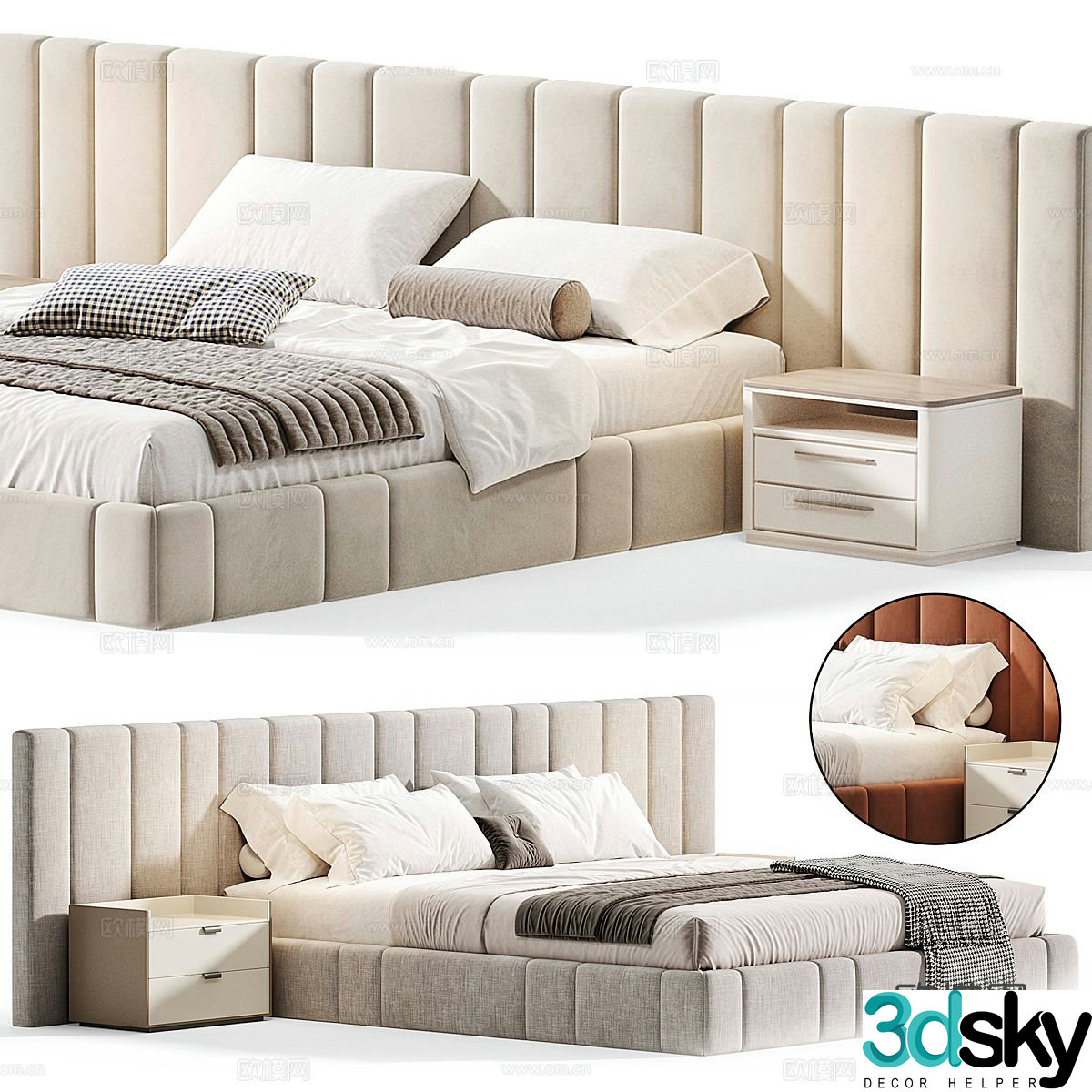Modern double bed 3d model