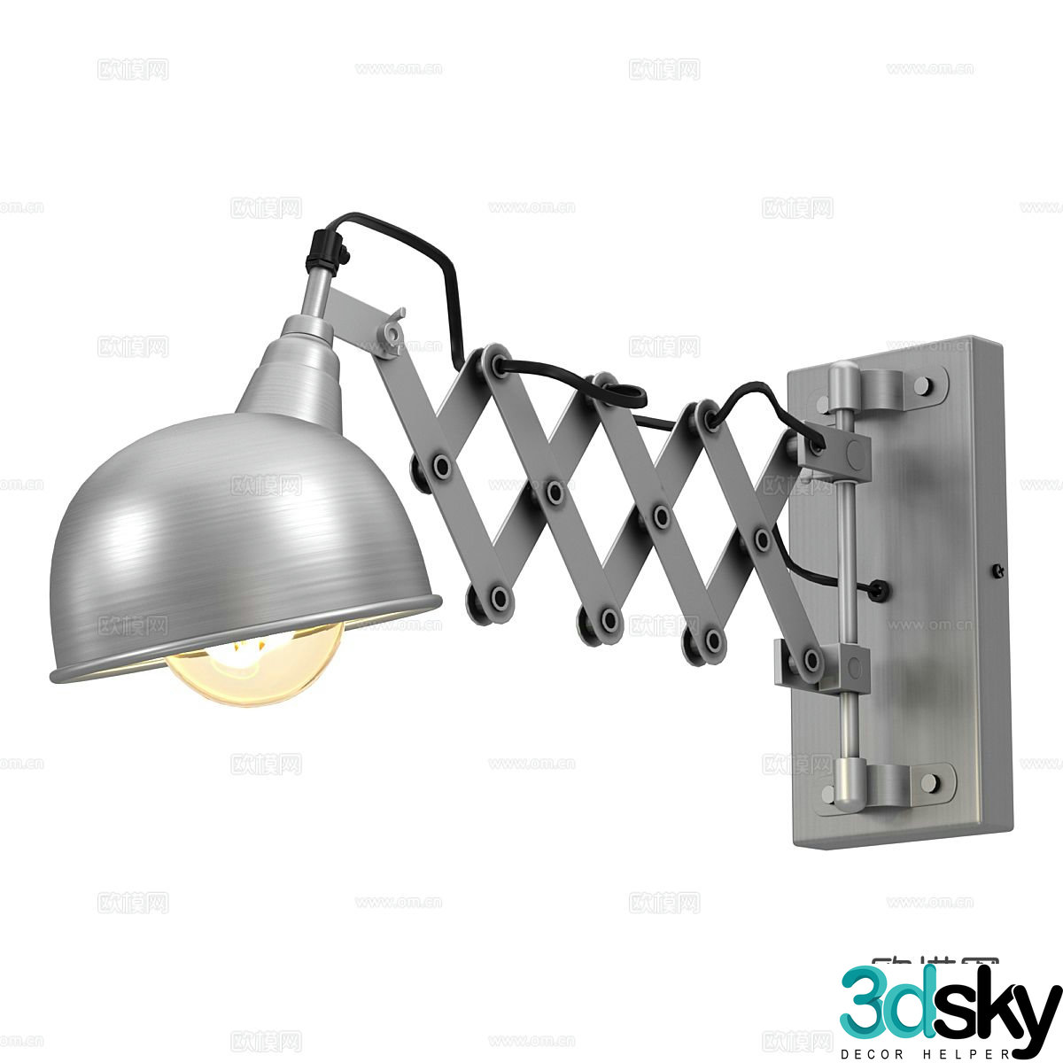Industrial style wall lamp retractable wall lamp 3d model
