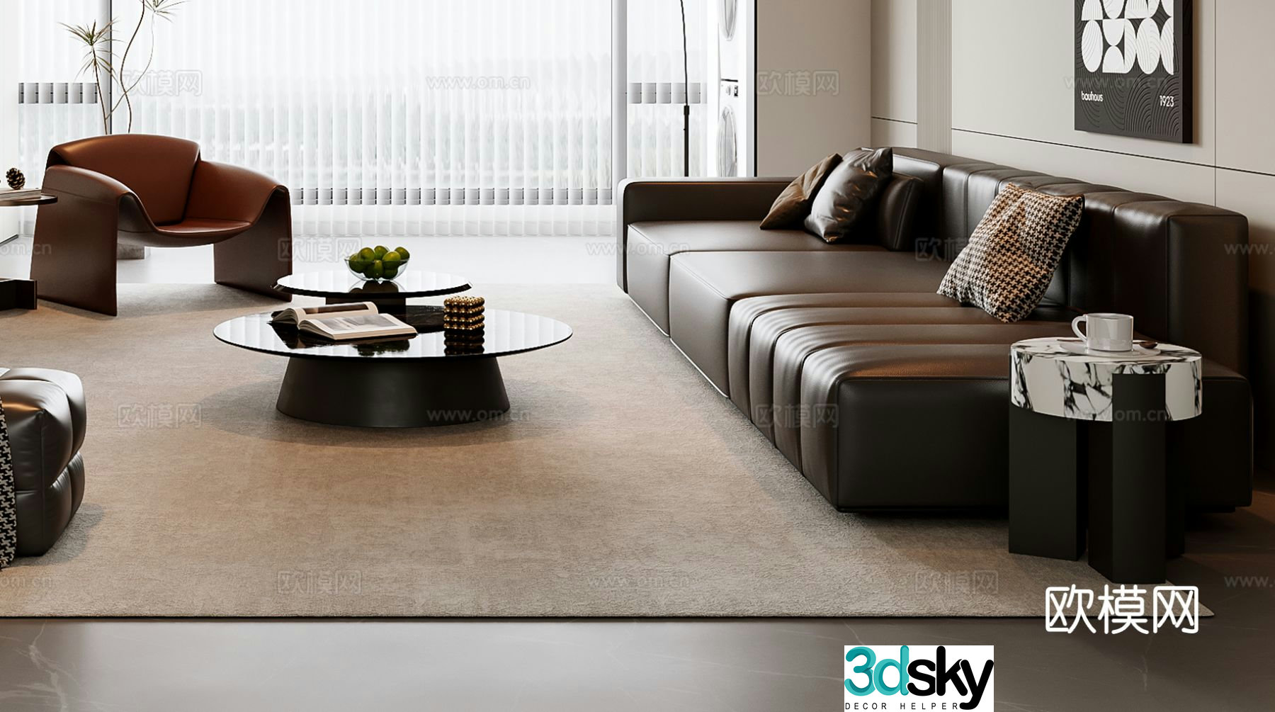 Italian sectional sofa 3d model