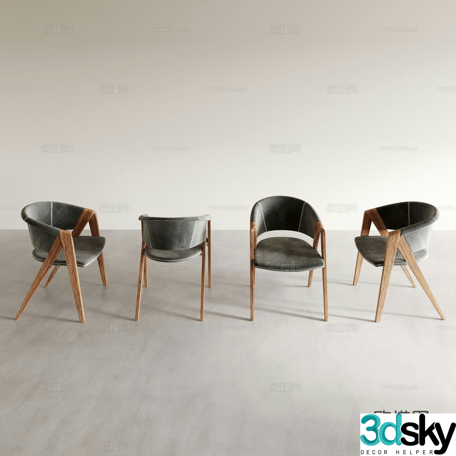 Wabi-sabi chair dining chair tea chair 3d model