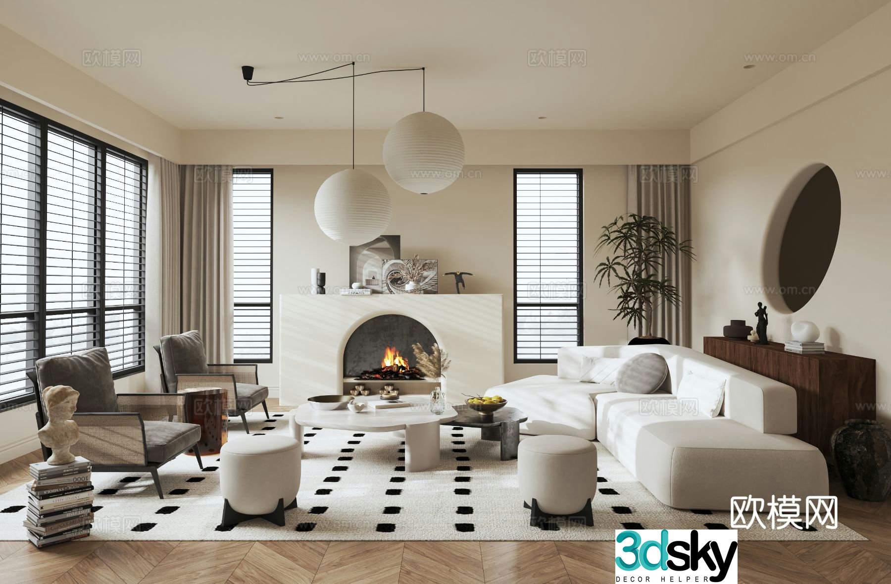 Medieval style living room 3D model