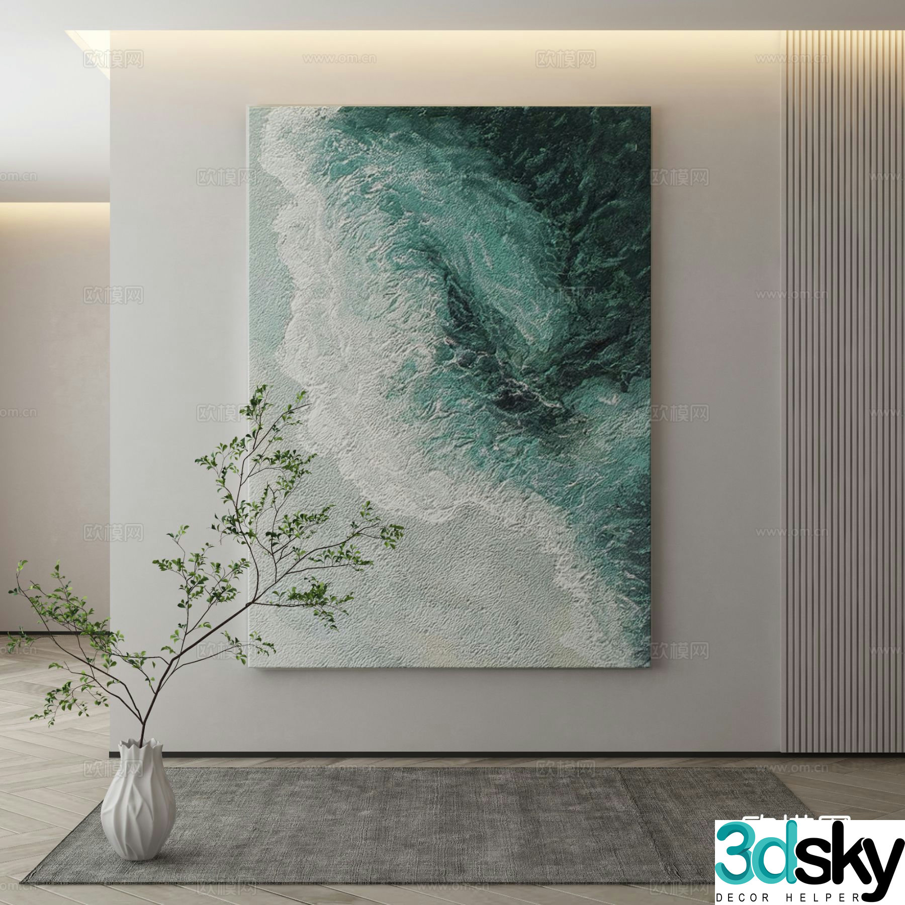 Modern texture painting decorative painting 3d model
