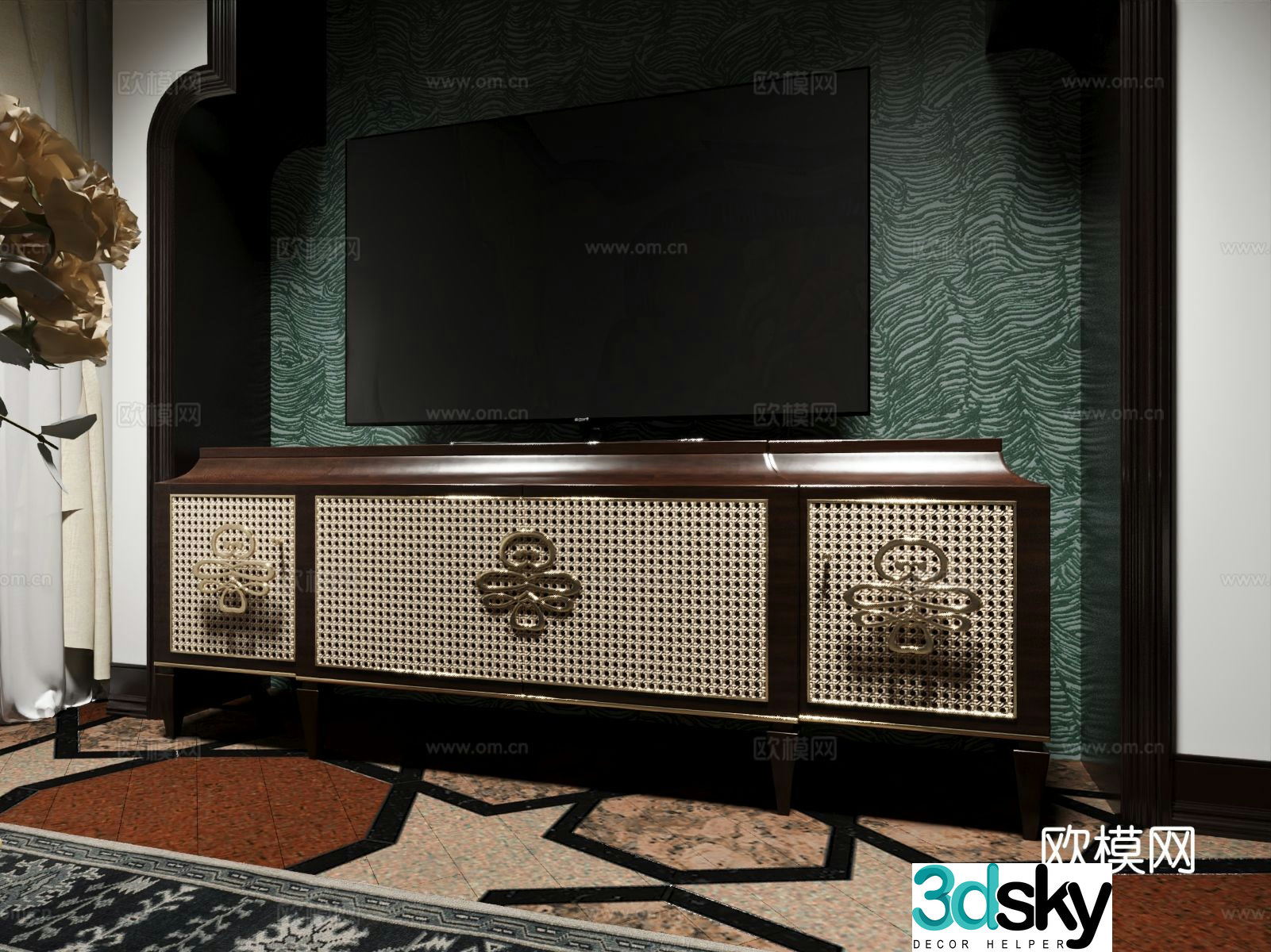Medieval style TV cabinet 3D model