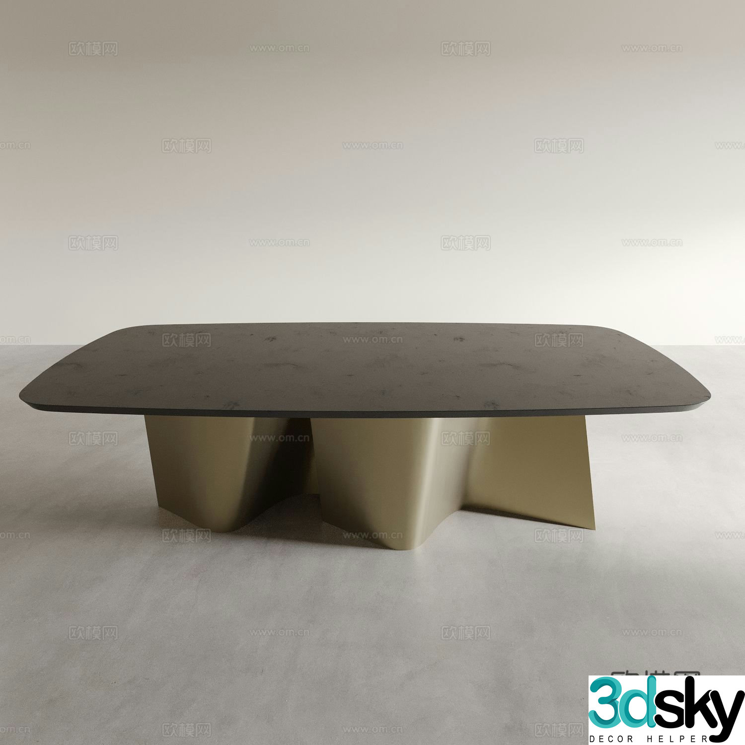 Minimalist dining table bar-shaped dining table 3D model