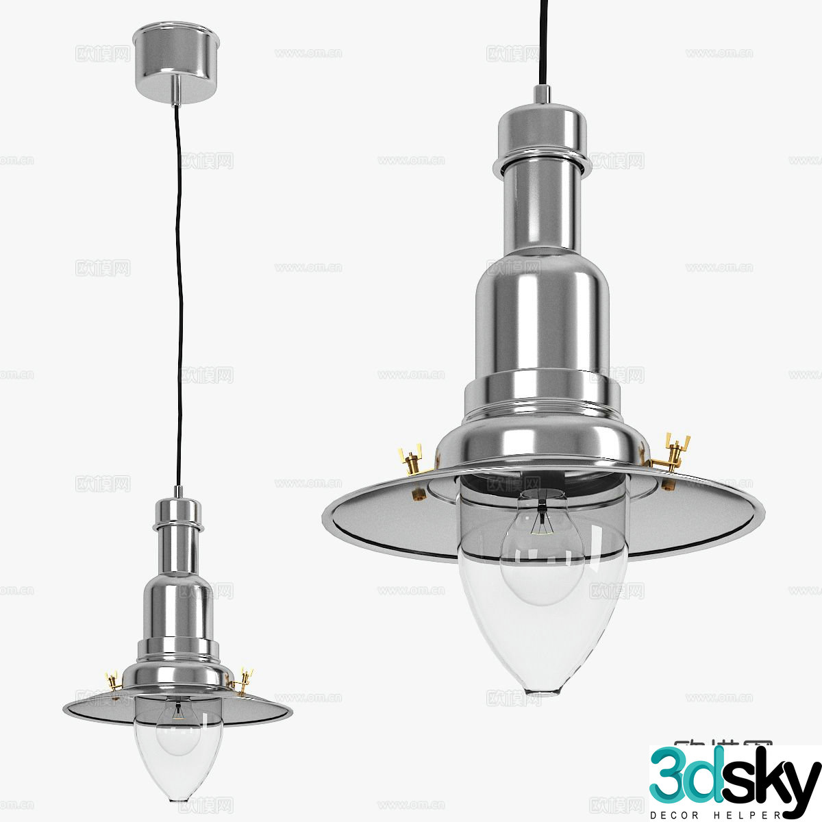 Ikea industrial style chandelier glass chandelier 3d model