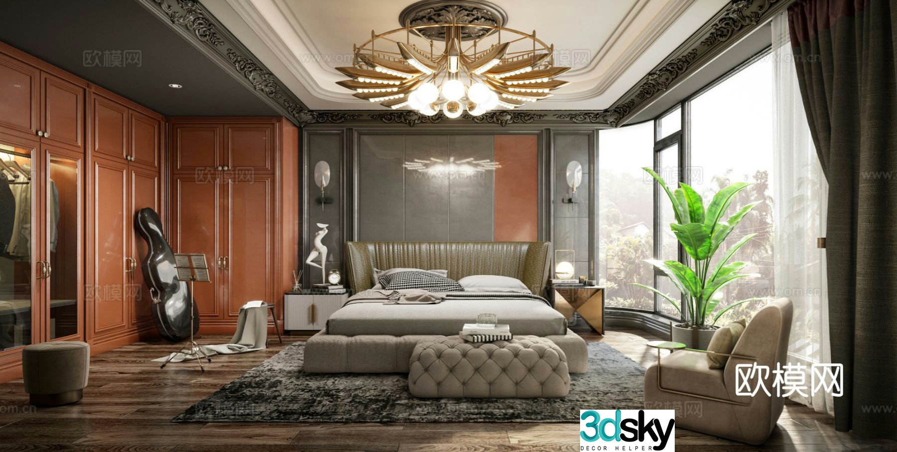 Light luxury bedroom master bedroom 3d model