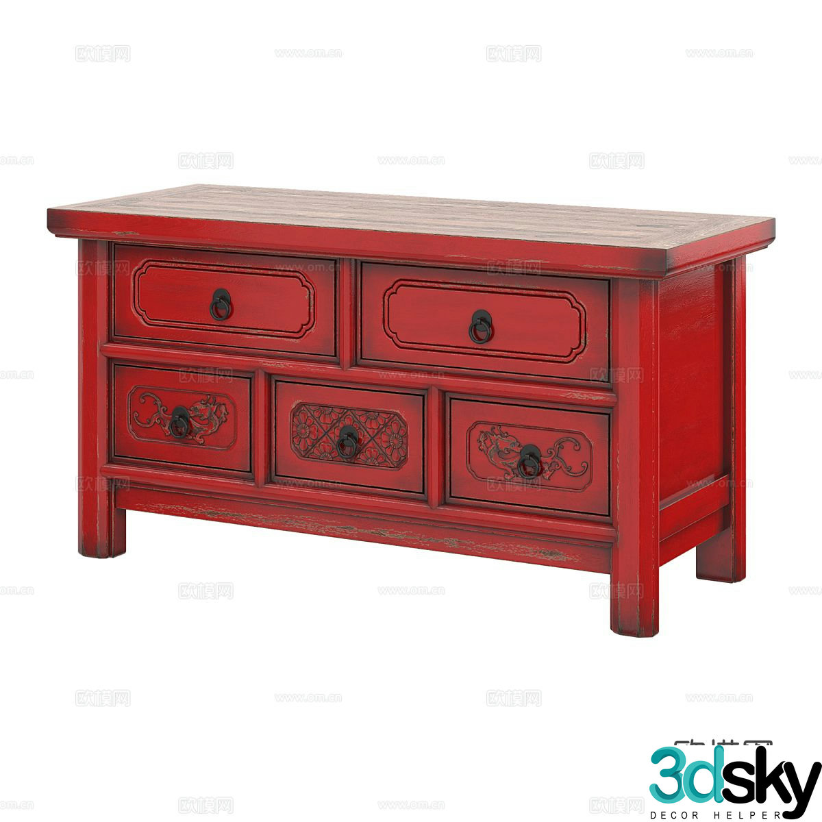 New Chinese style chest of drawers 3D model