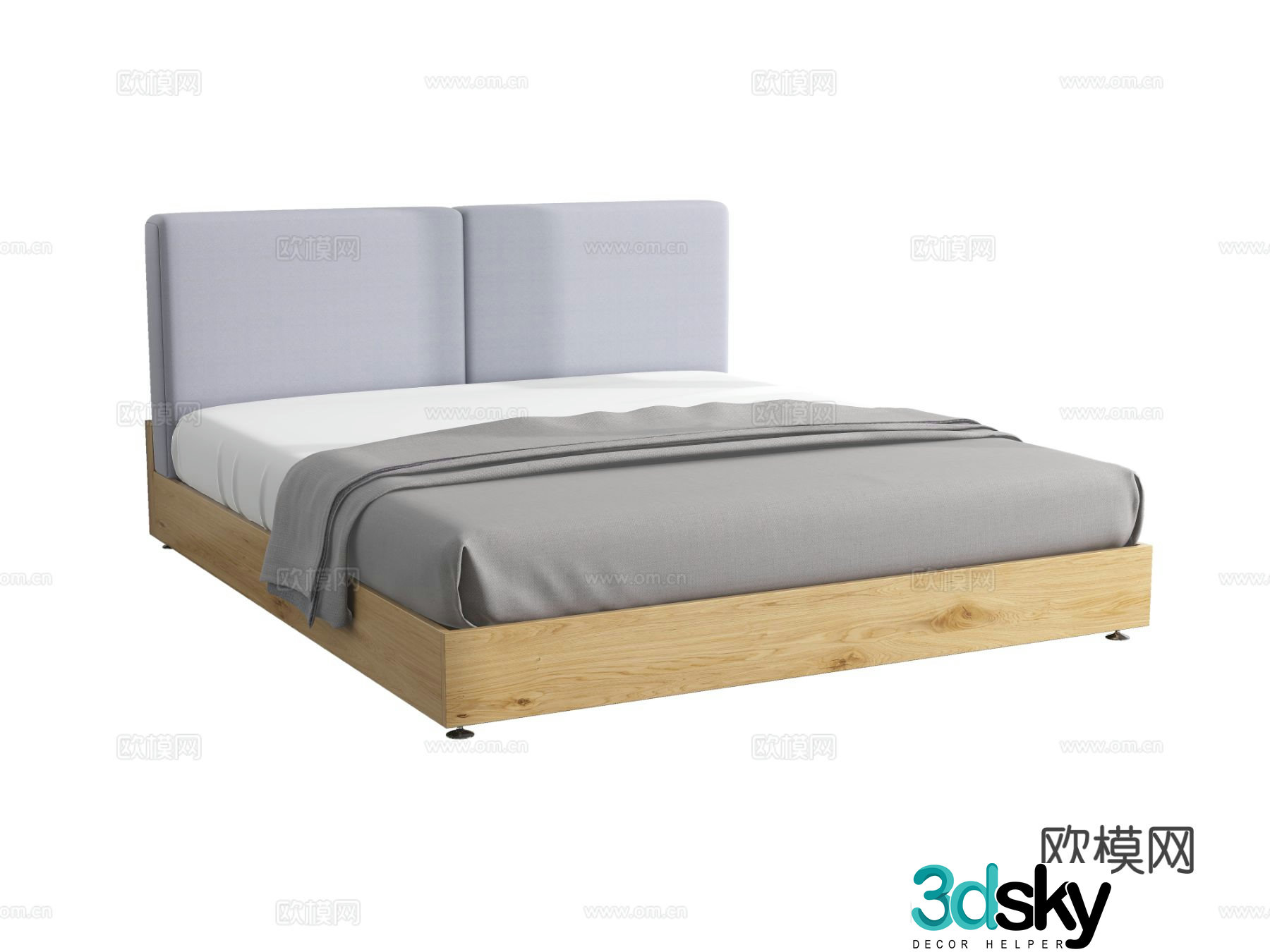 Modern double bed 3d model