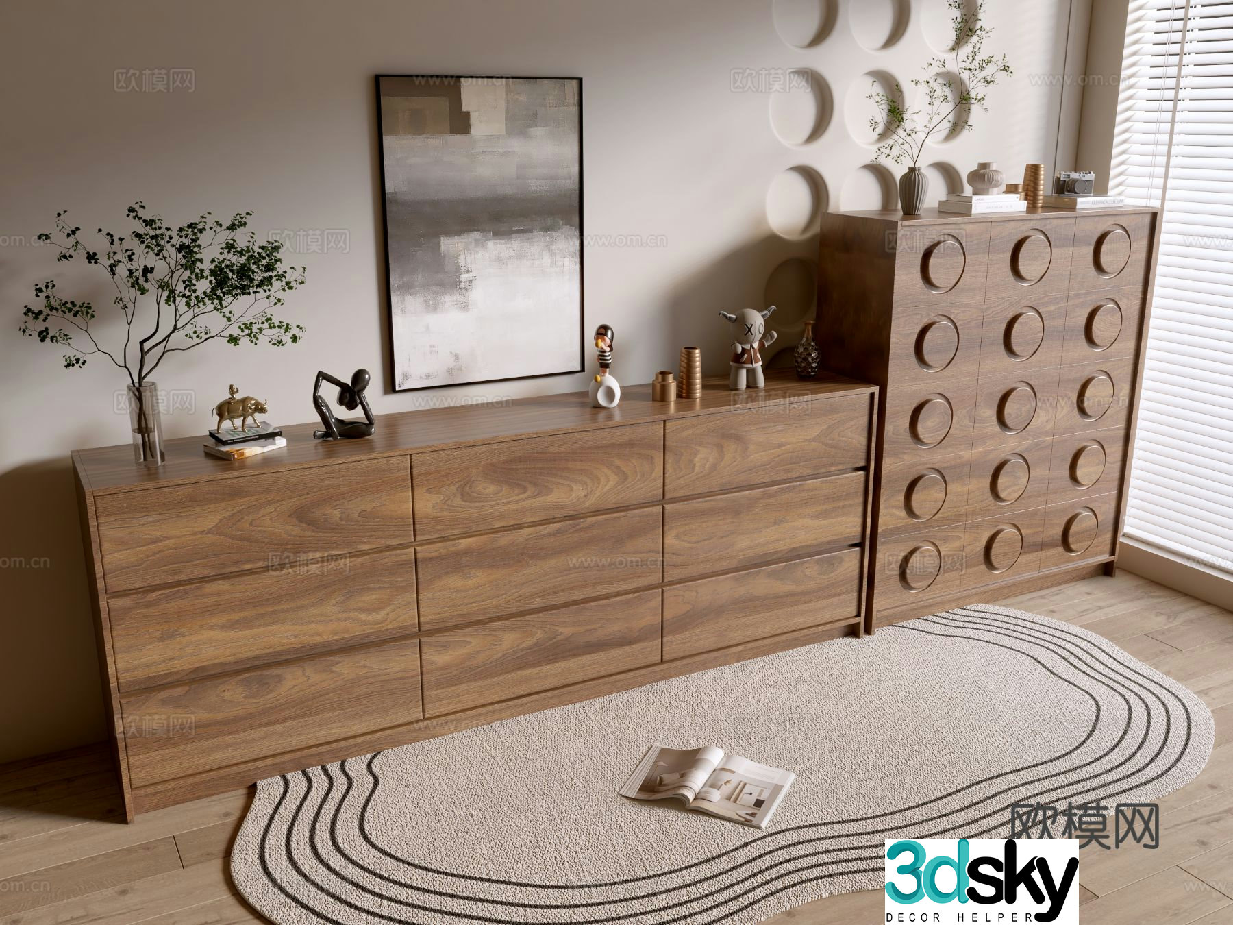 Log air chest side cabinet 3D model