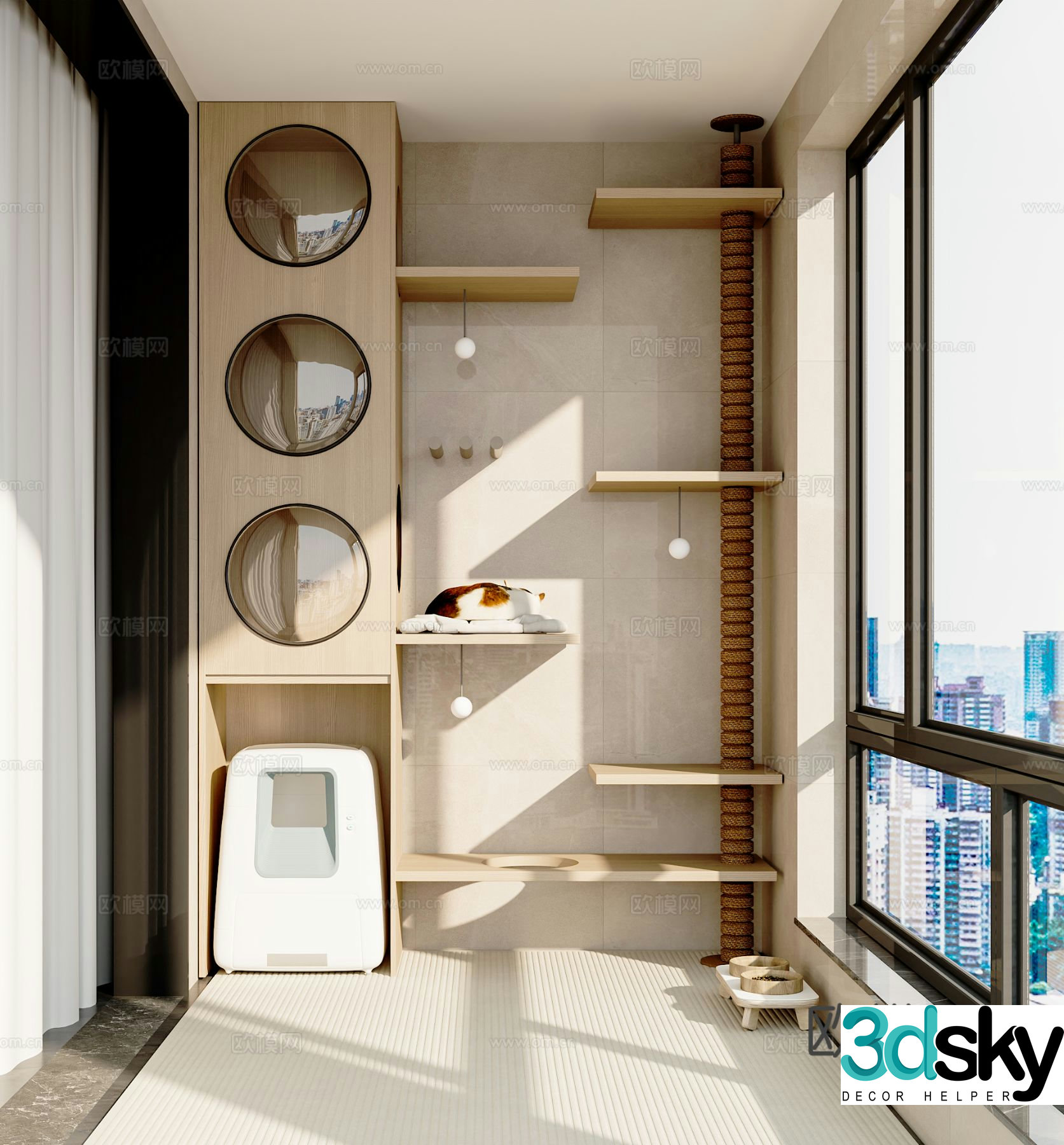 Pet Balcony Pet Supplies Cat Climbing Cabinet Cat Climbing Frame 3D Model