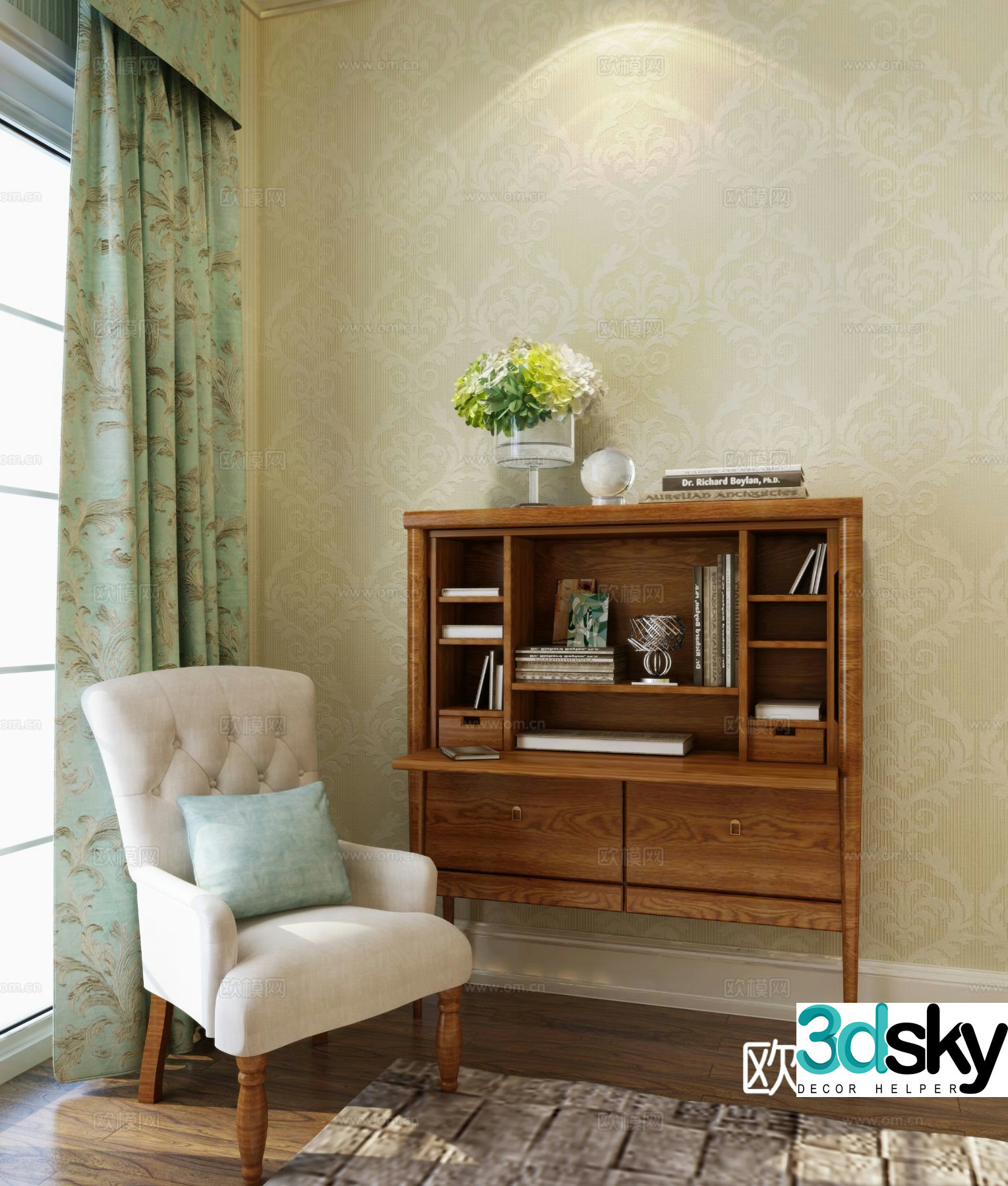 American entryway cabinet 3D model
