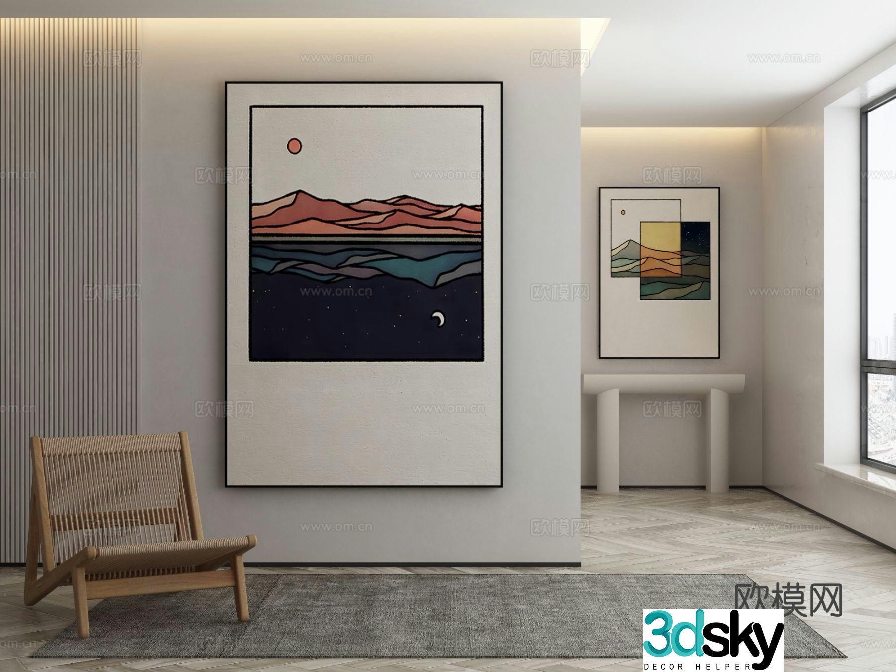 Modern cartoon painting decorative painting 3d model