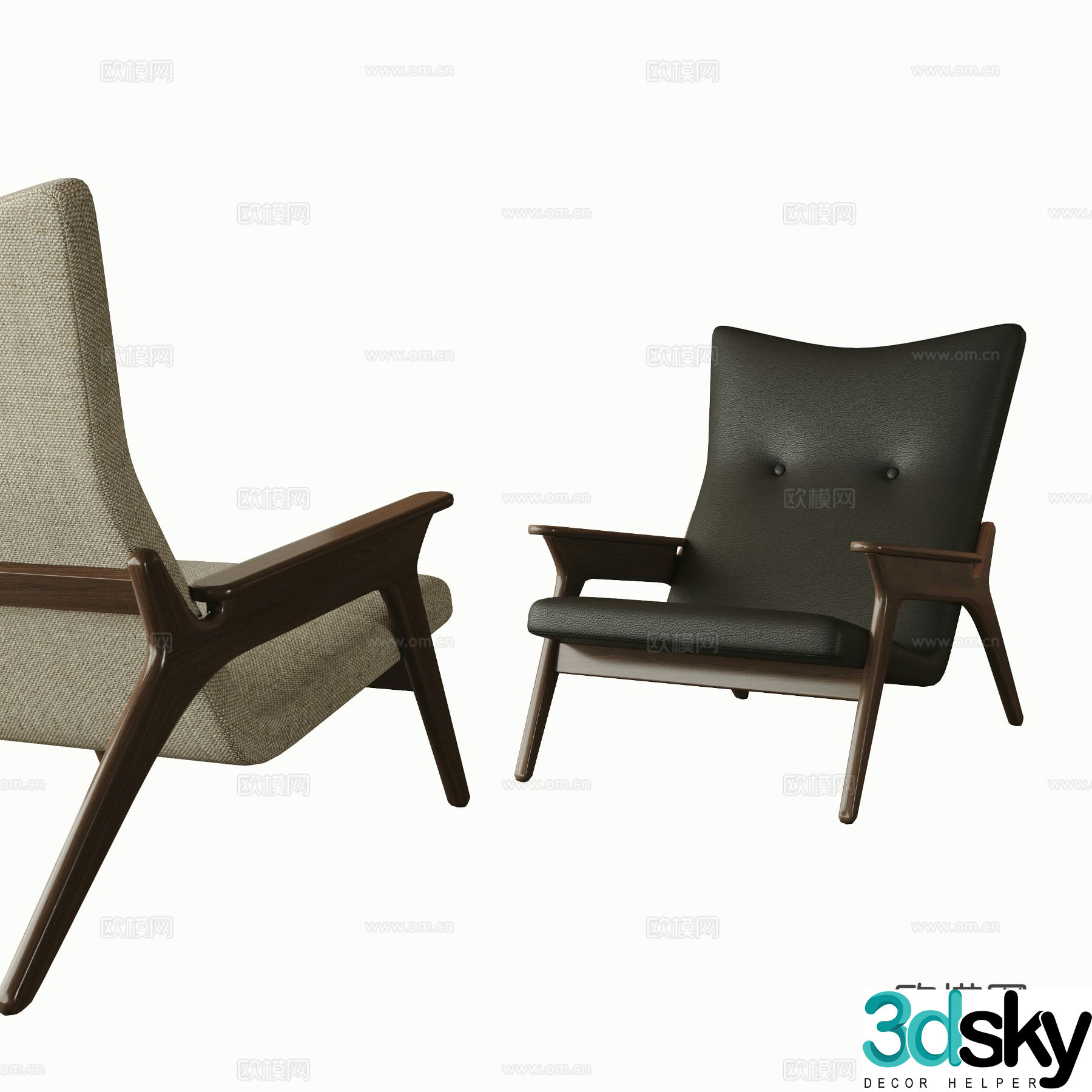Wabi-sabi chair leisure chair 3d model