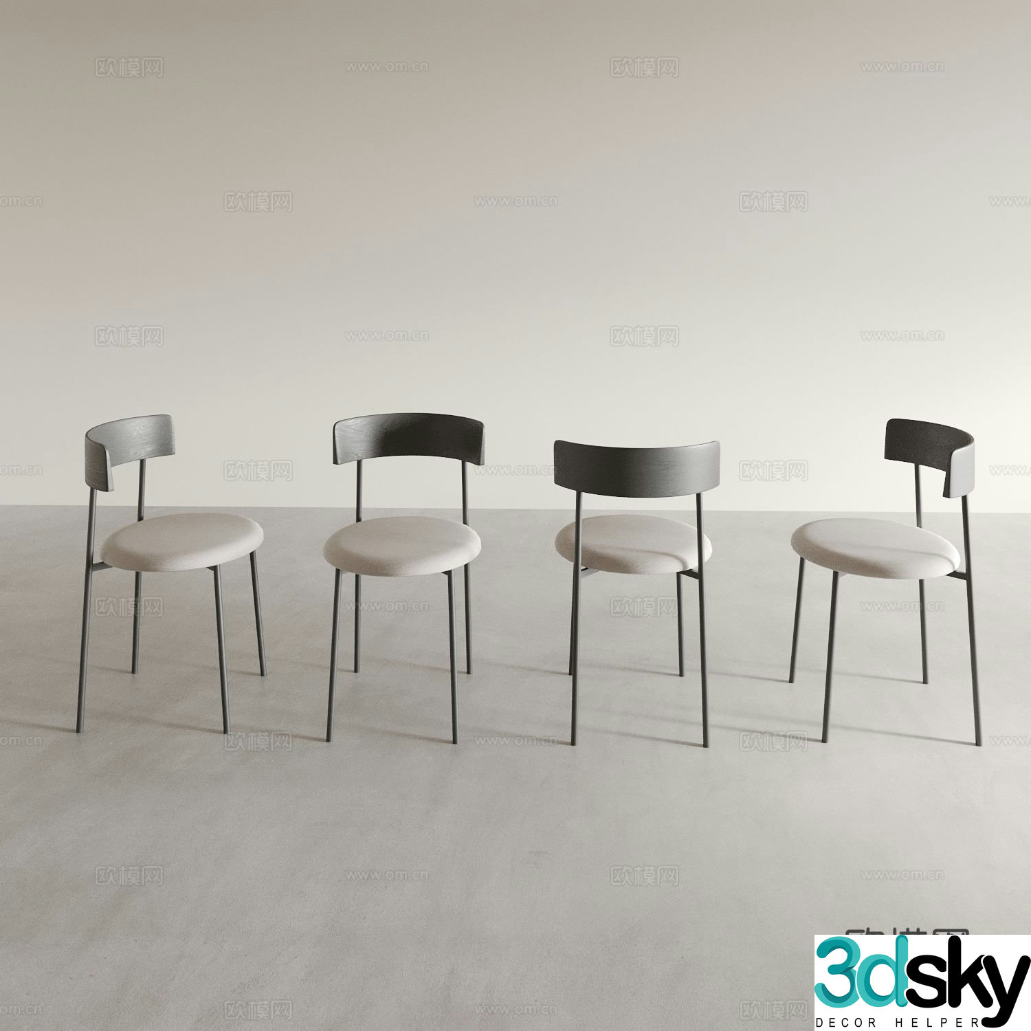 Dining chair tea chair leisure chair 3d model