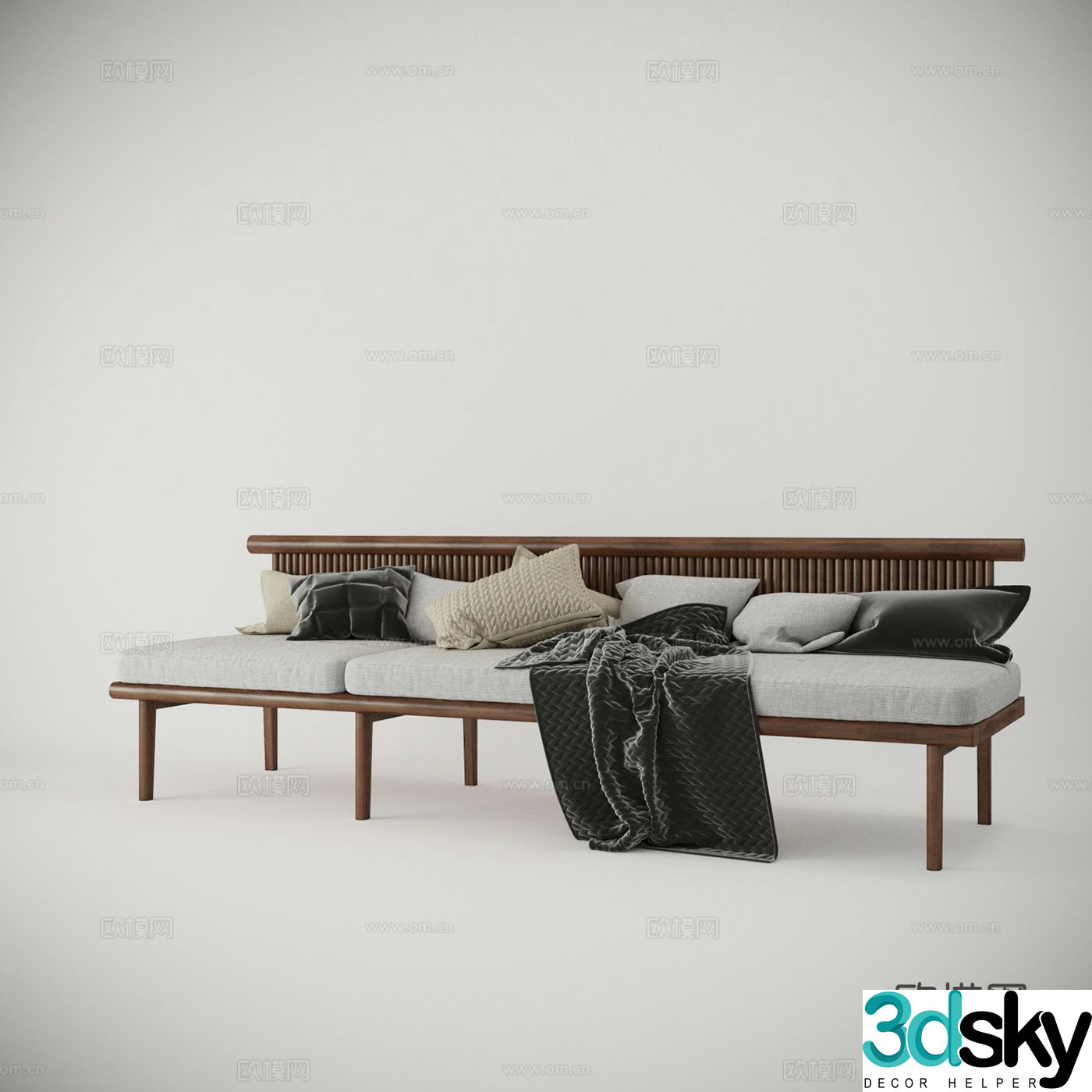 New Chinese style multi-person sofa 3d model