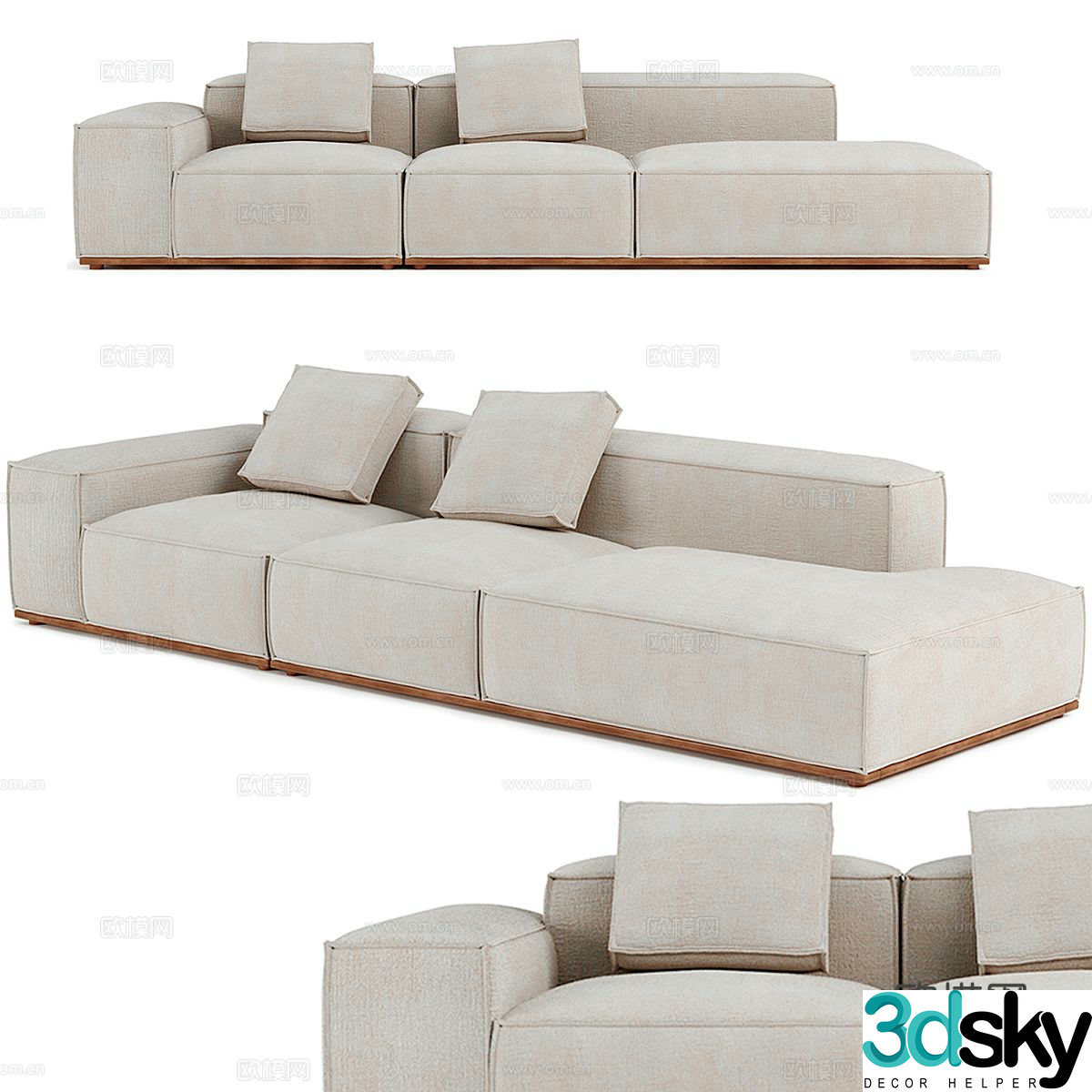 Three seater sofa upholstered sofa 3d model