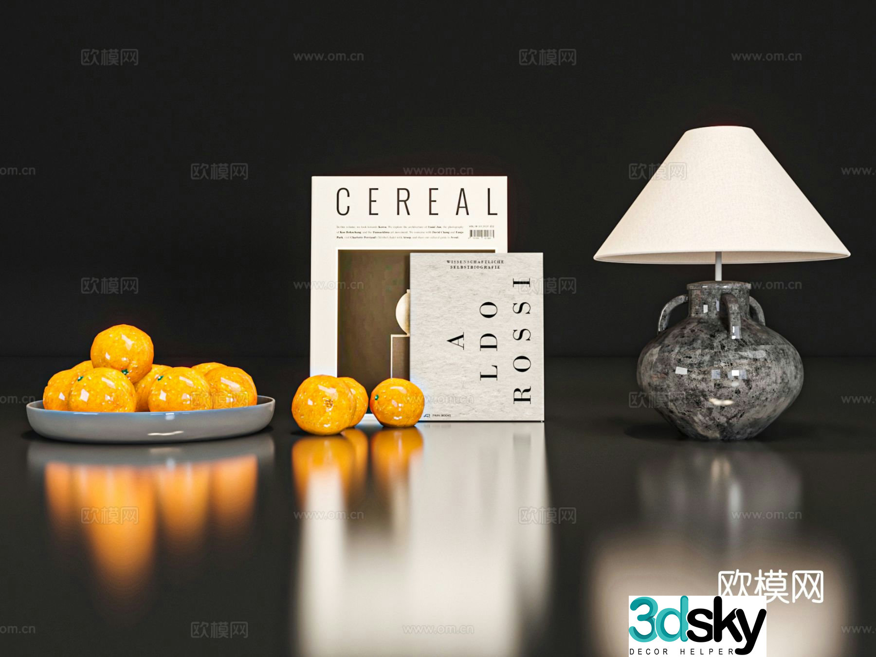 Modern jewelry table lamp fruit plate 3D model