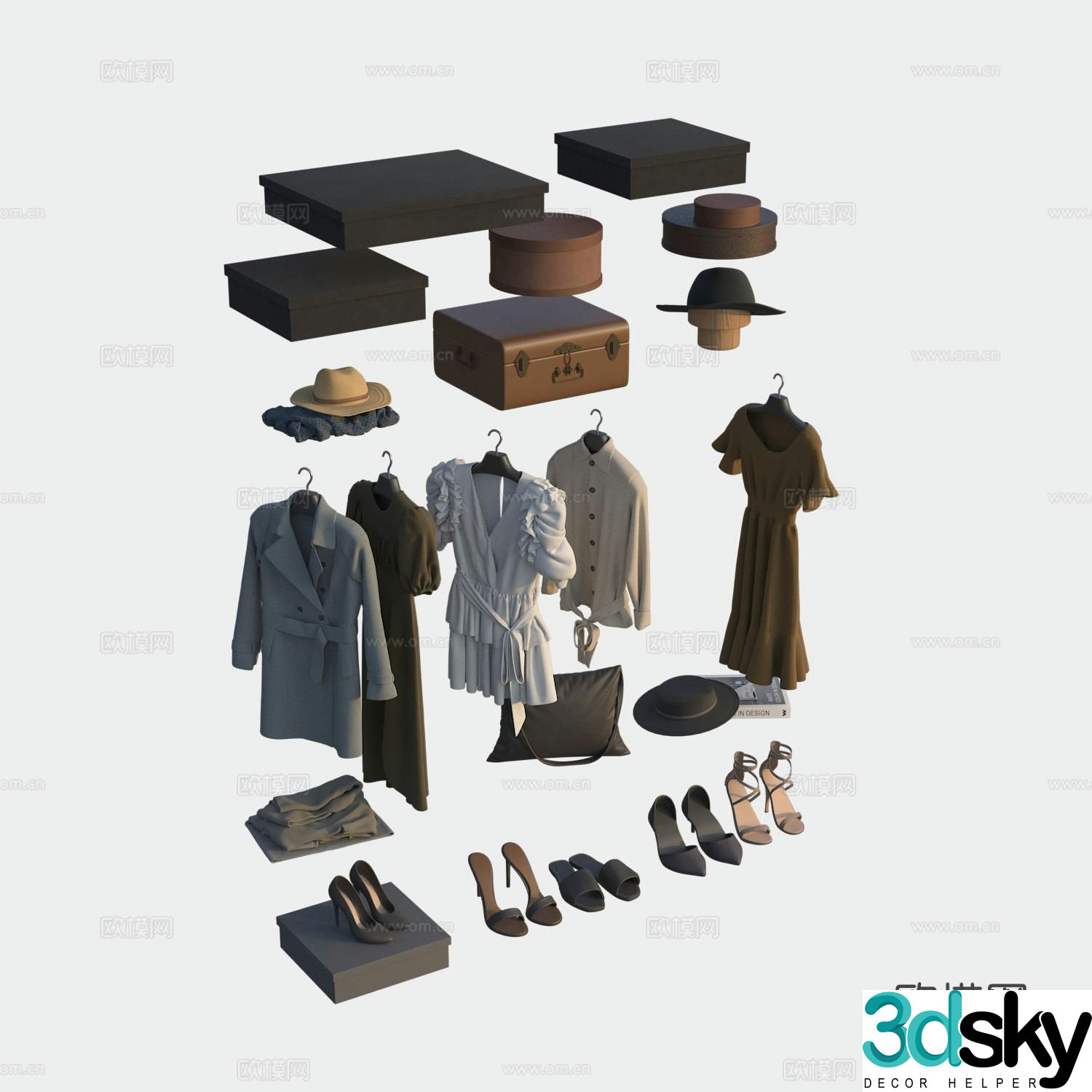 Women’s clothes storage box hat women’s shoes 3d model