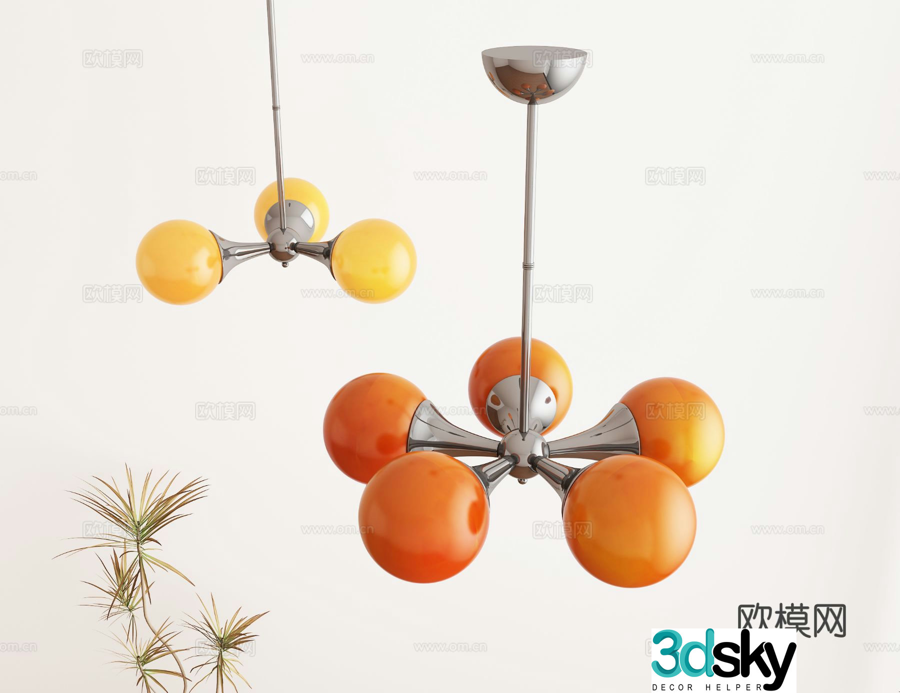 Creative chandelier spherical chandelier 3d model