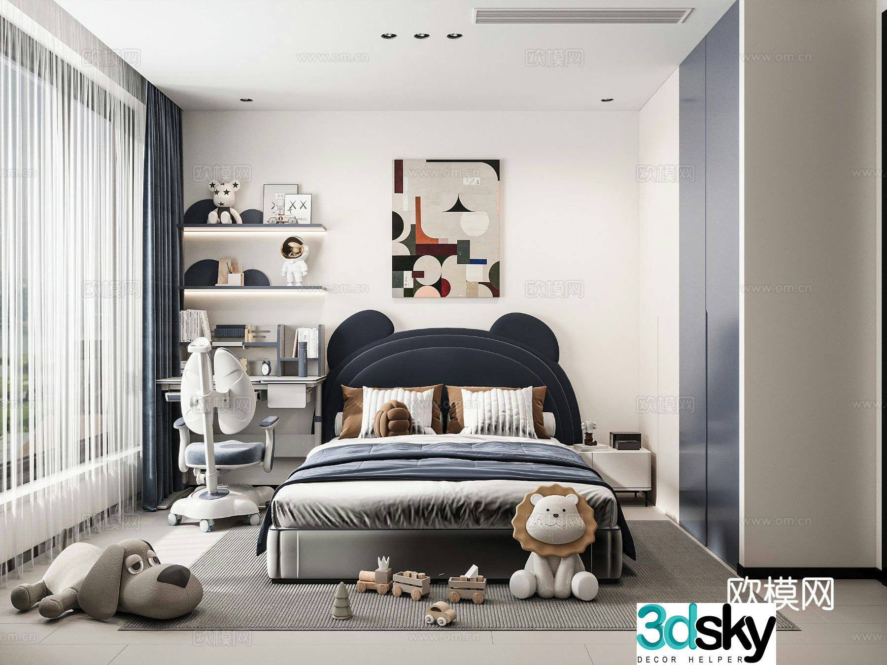 Modern children’s room boy’s room 3d model