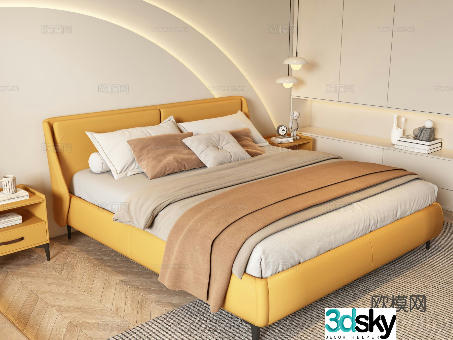 Modern double bed 3d model