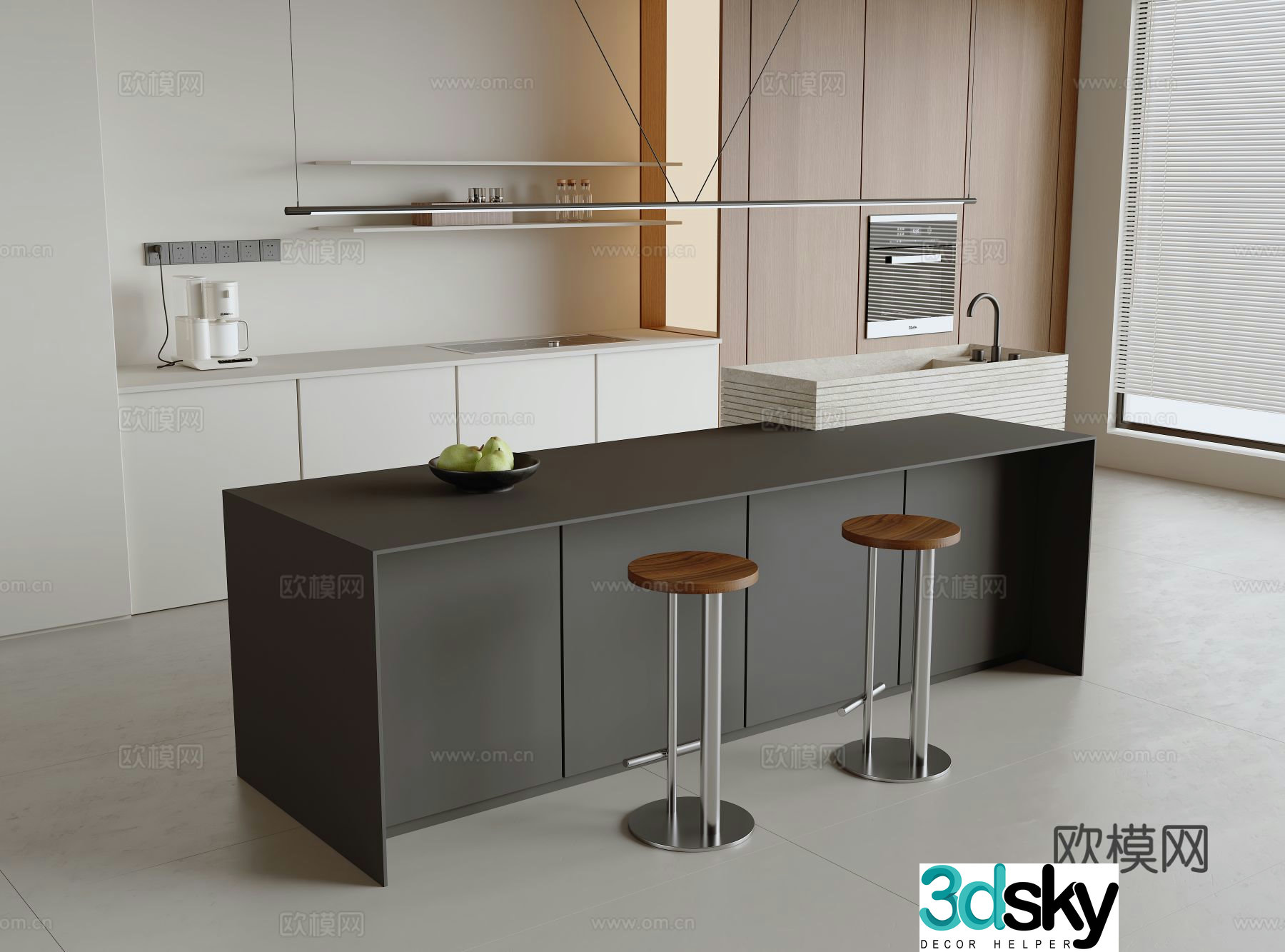 Modern bar island table 3D model