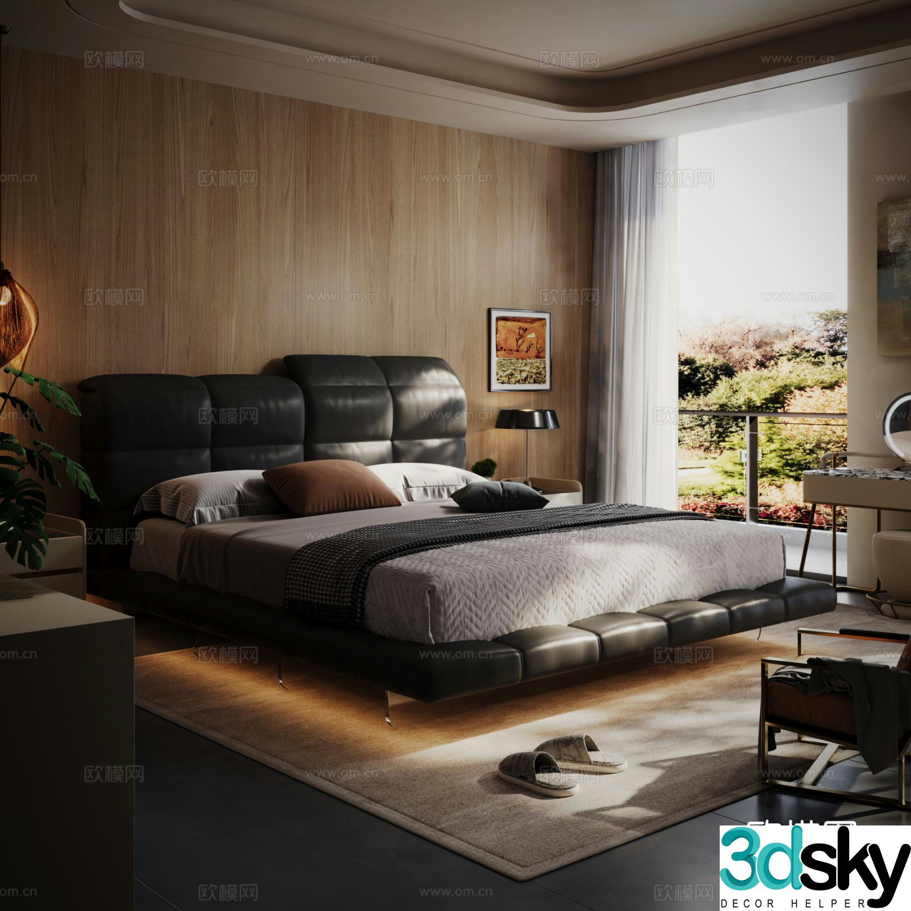 Italian double bed 3d model