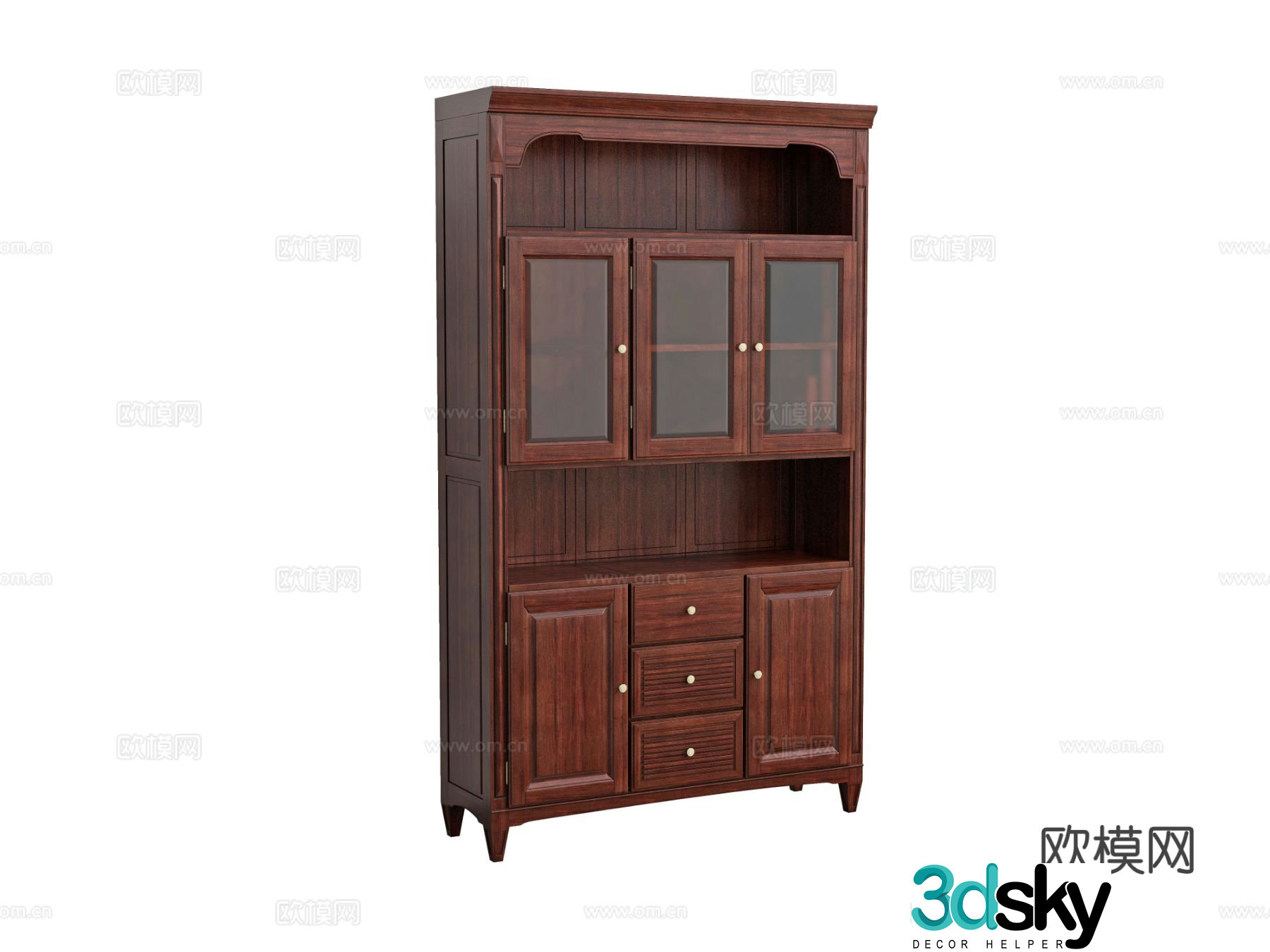 Simple European bookcase bookshelf 3d model
