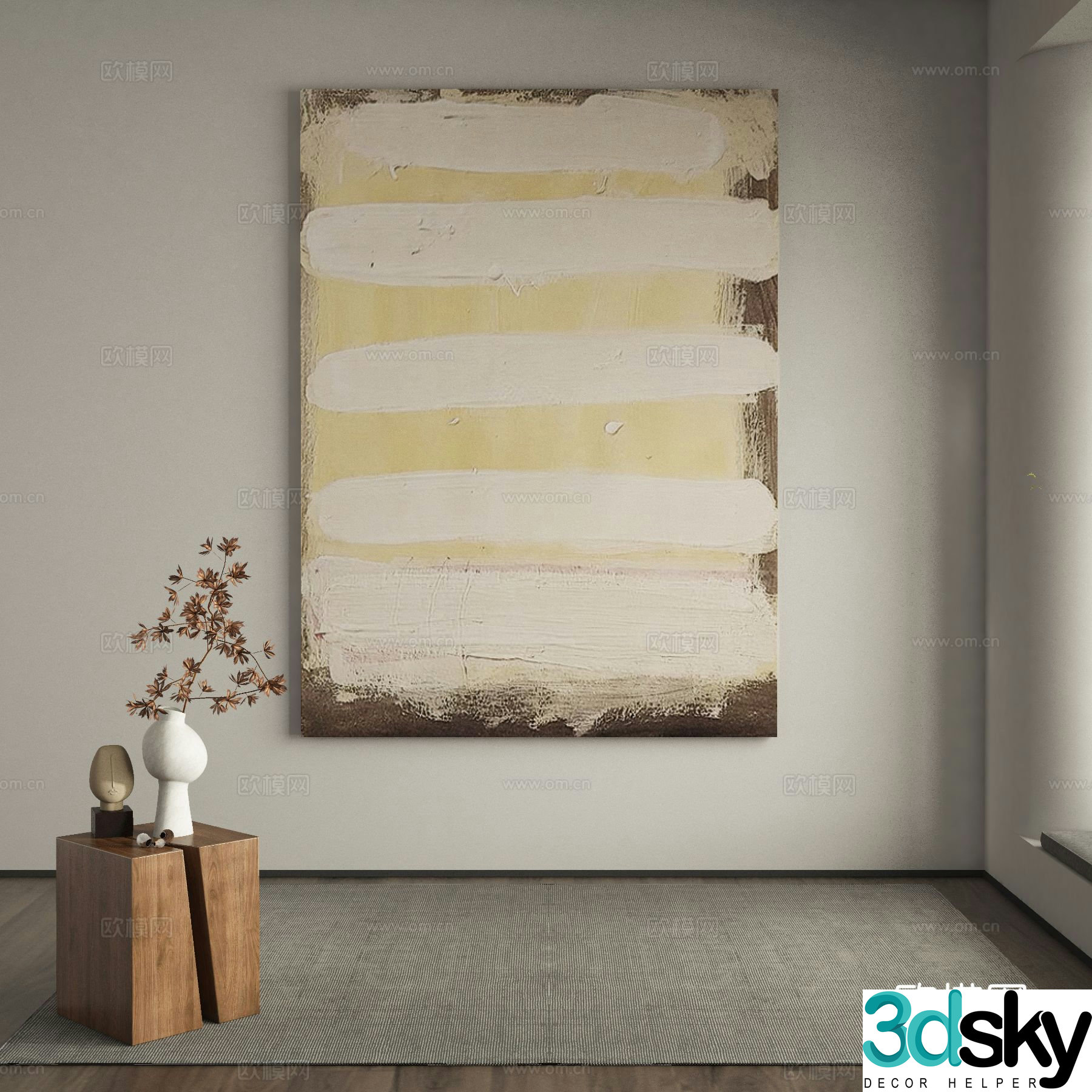 Modern texture painting decorative painting 3d model