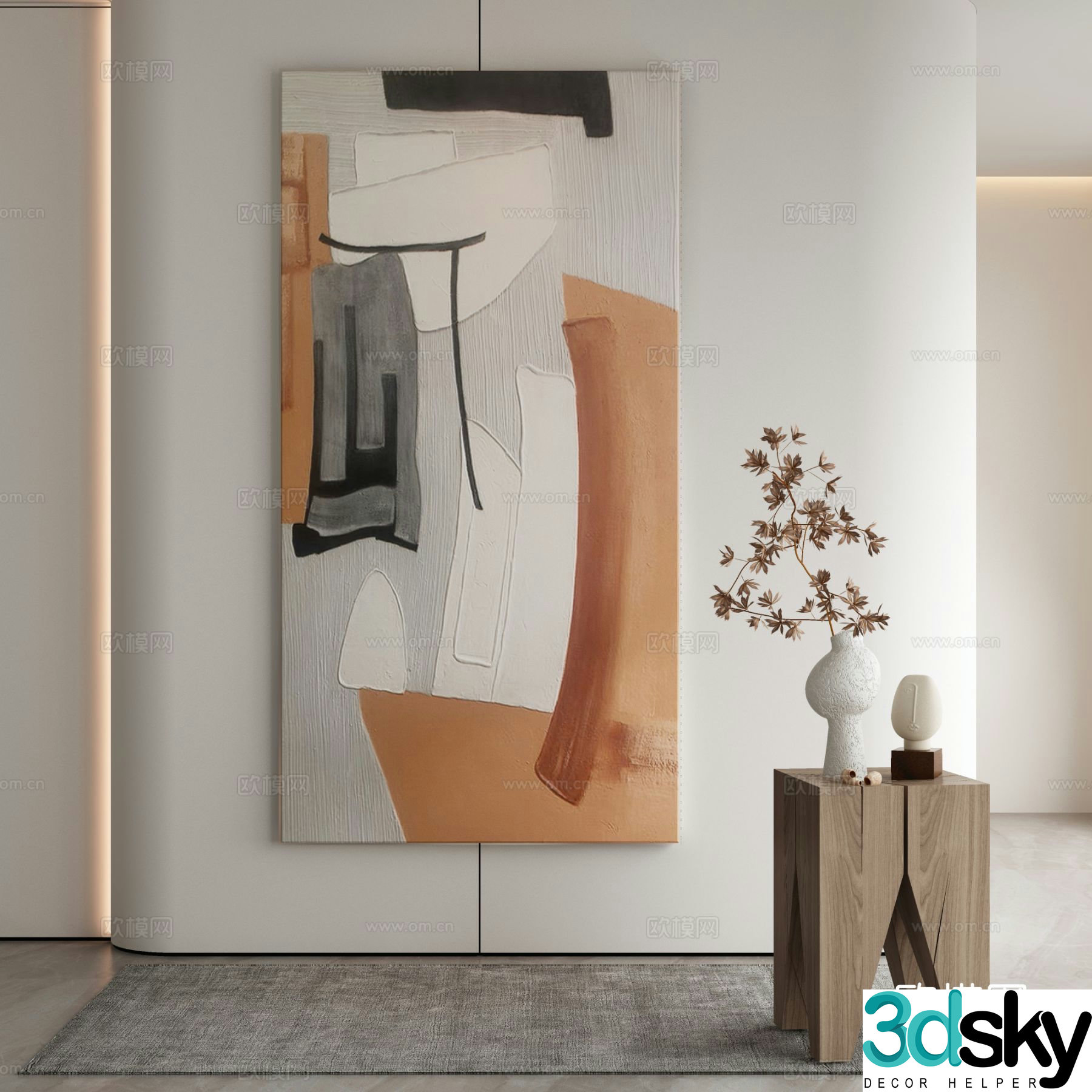 Modern abstract painting decorative painting 3d model