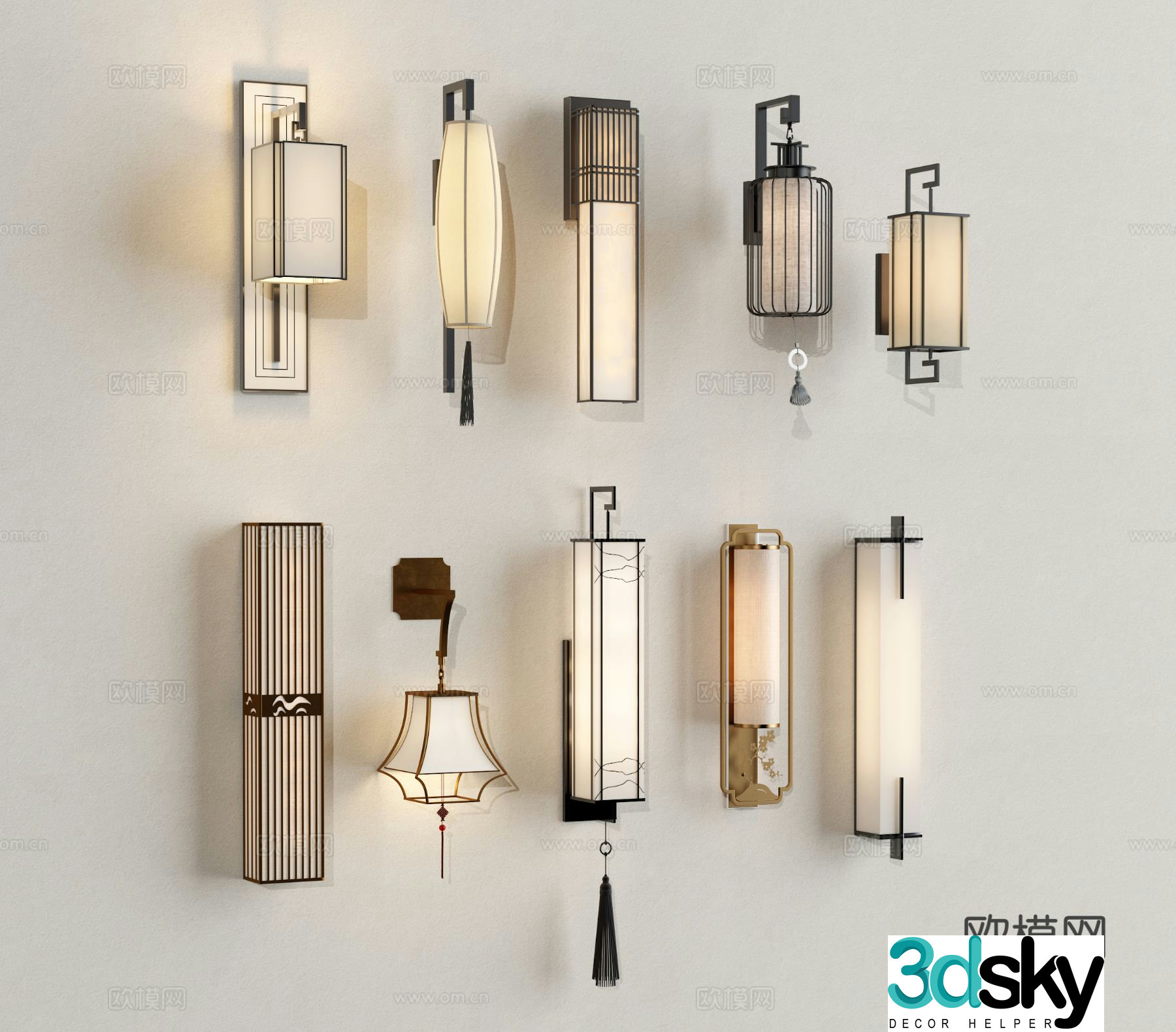 New Chinese style wall lamp Zen wall lamp 3D model