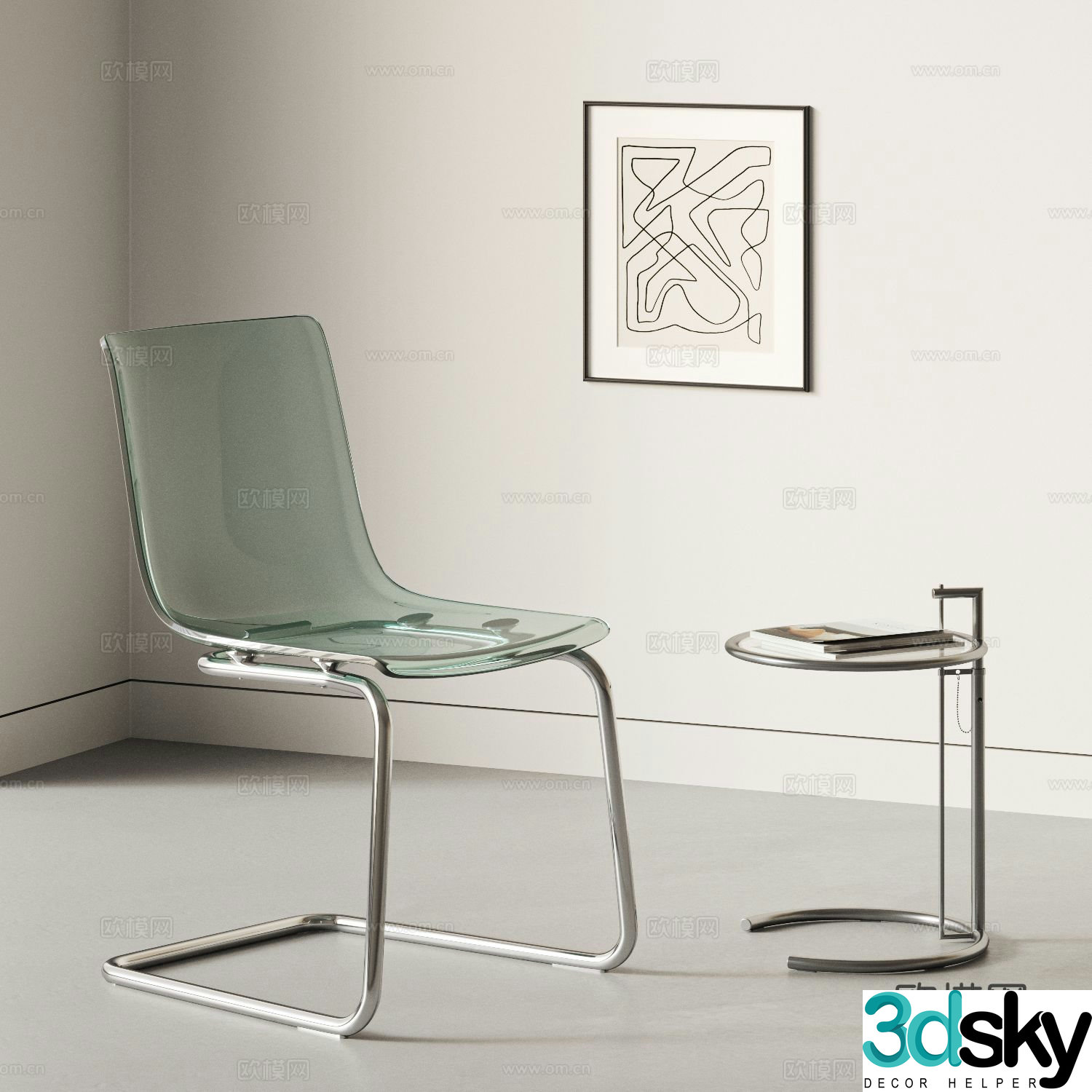 IKEA single chair dining chair acrylic chair transparent single chair 3d model