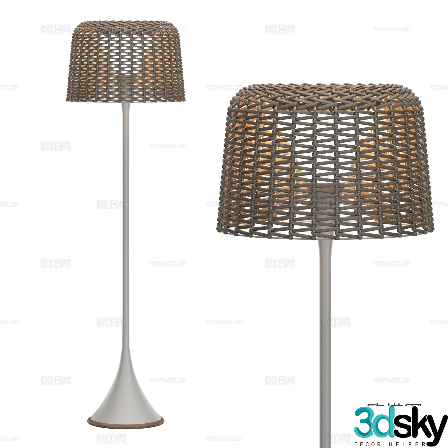 Ambient rattan floor lamp 3d model