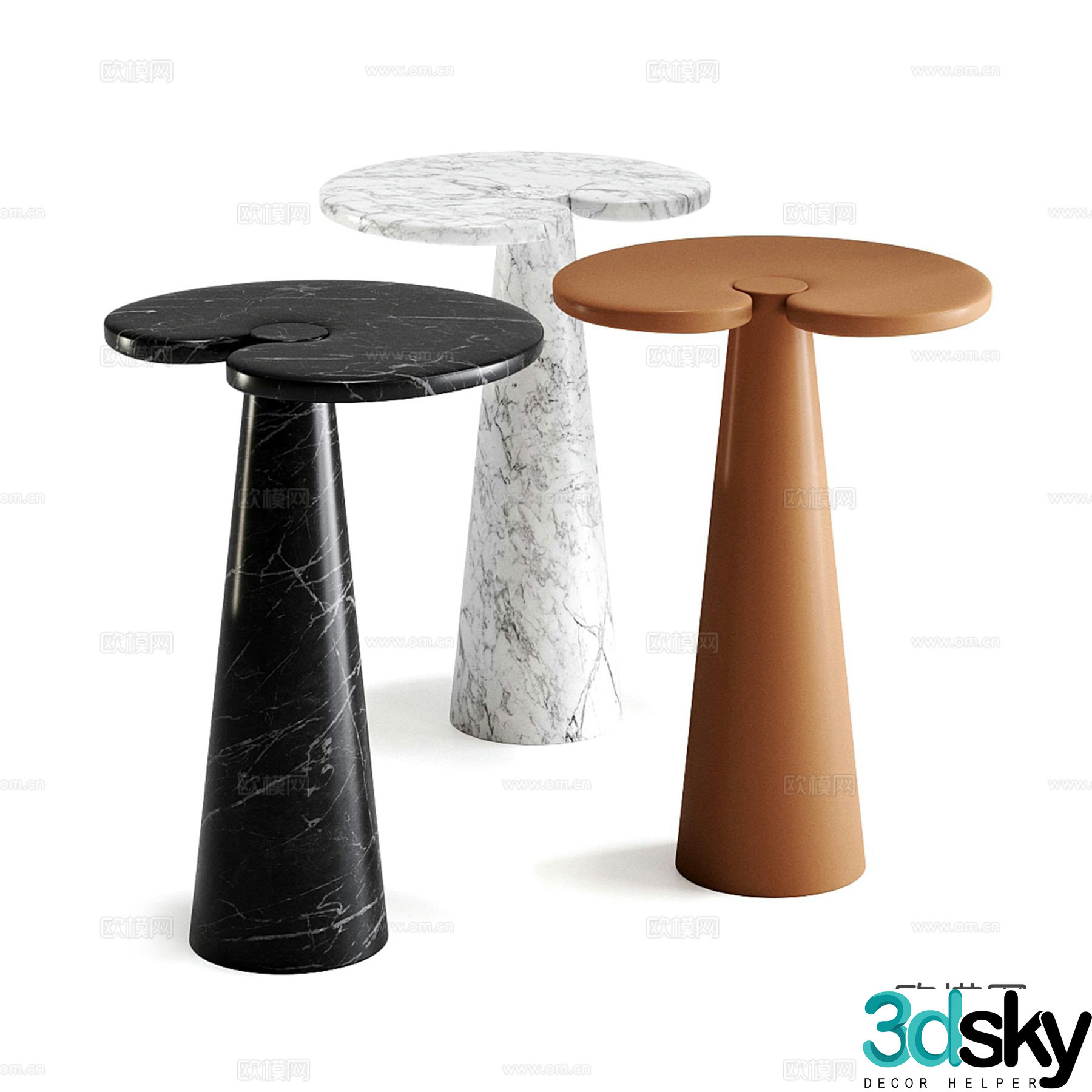 Modern round table corner table side table 3D model