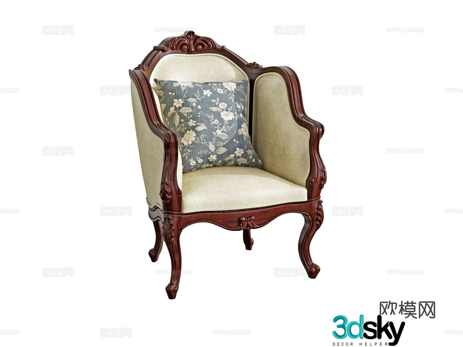 Simple European chair leisure chair 3d model
