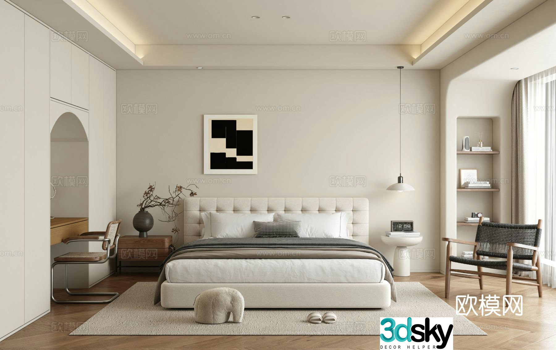 Cream style bedroom master bedroom 3d model