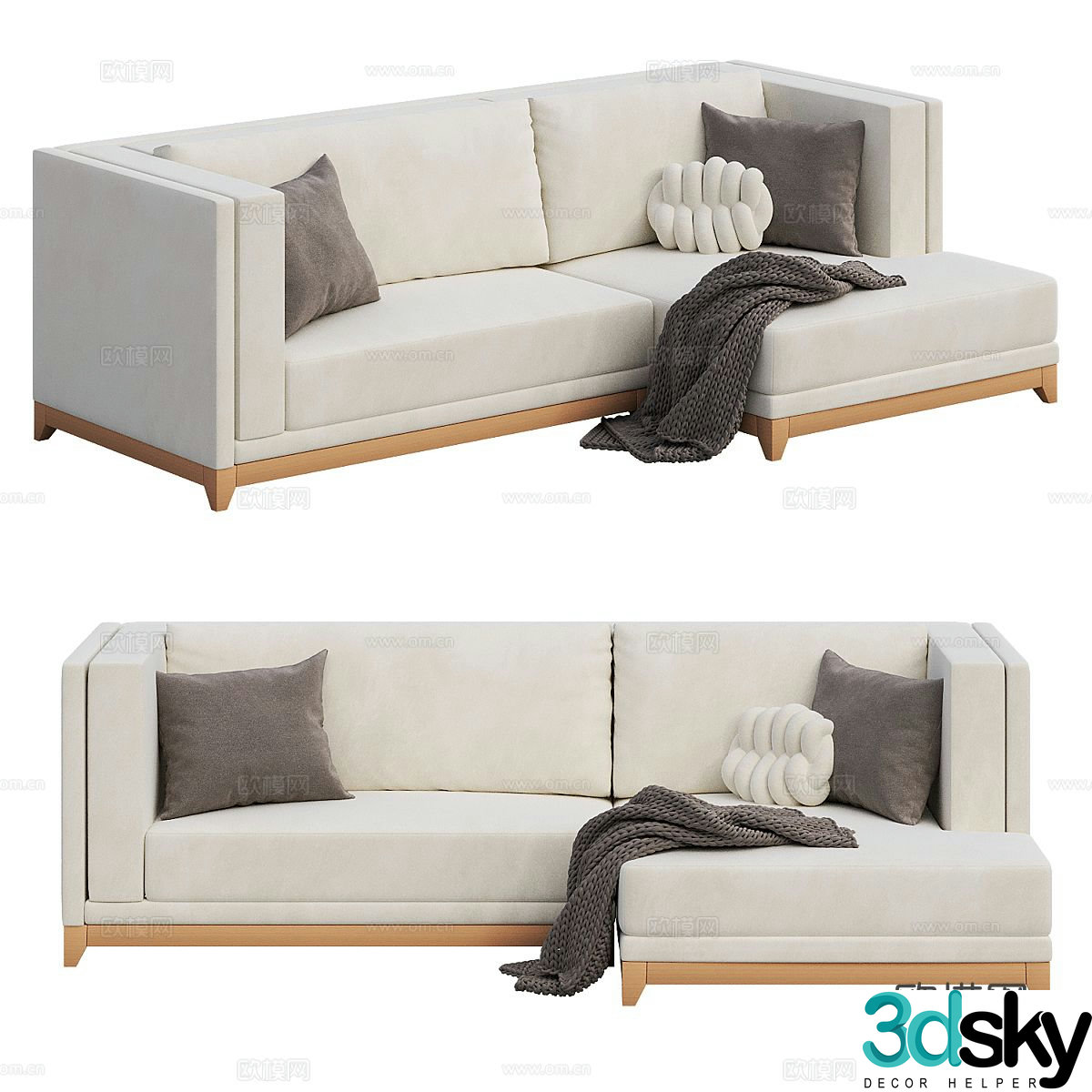 Double sofa upholstered sofa 3d model