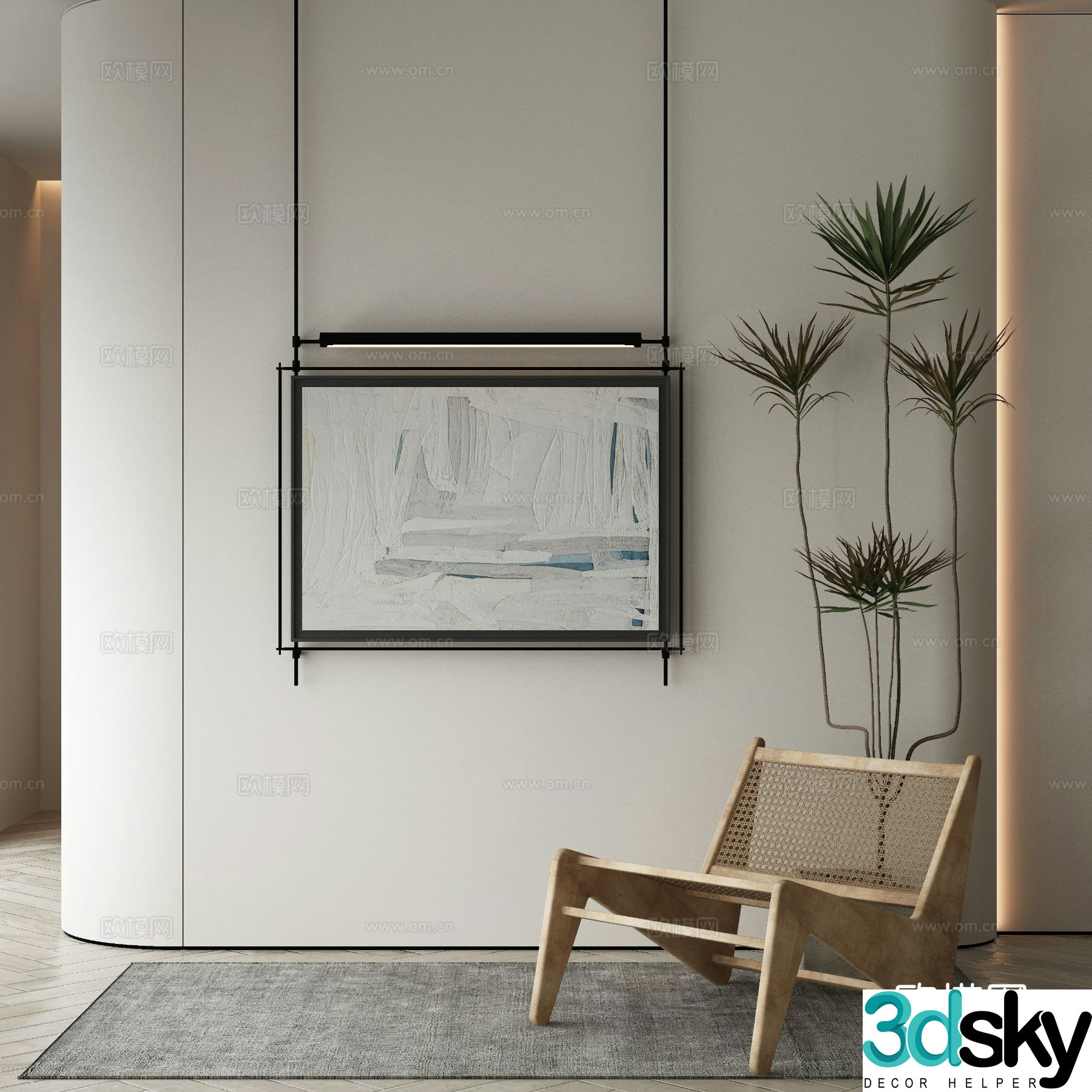 Modern texture painting decorative painting 3d model
