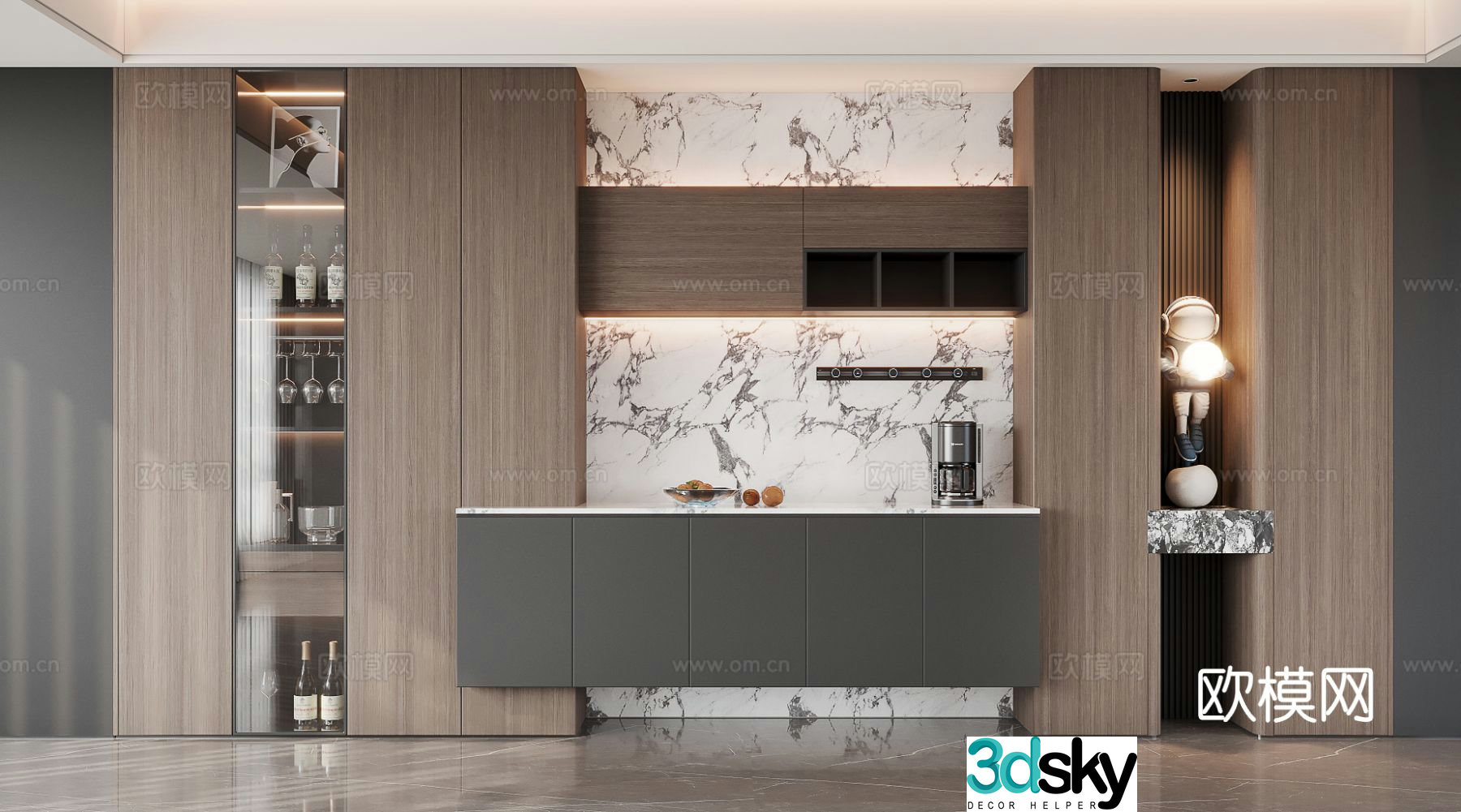 Italian wine cabinet sideboard 3d model