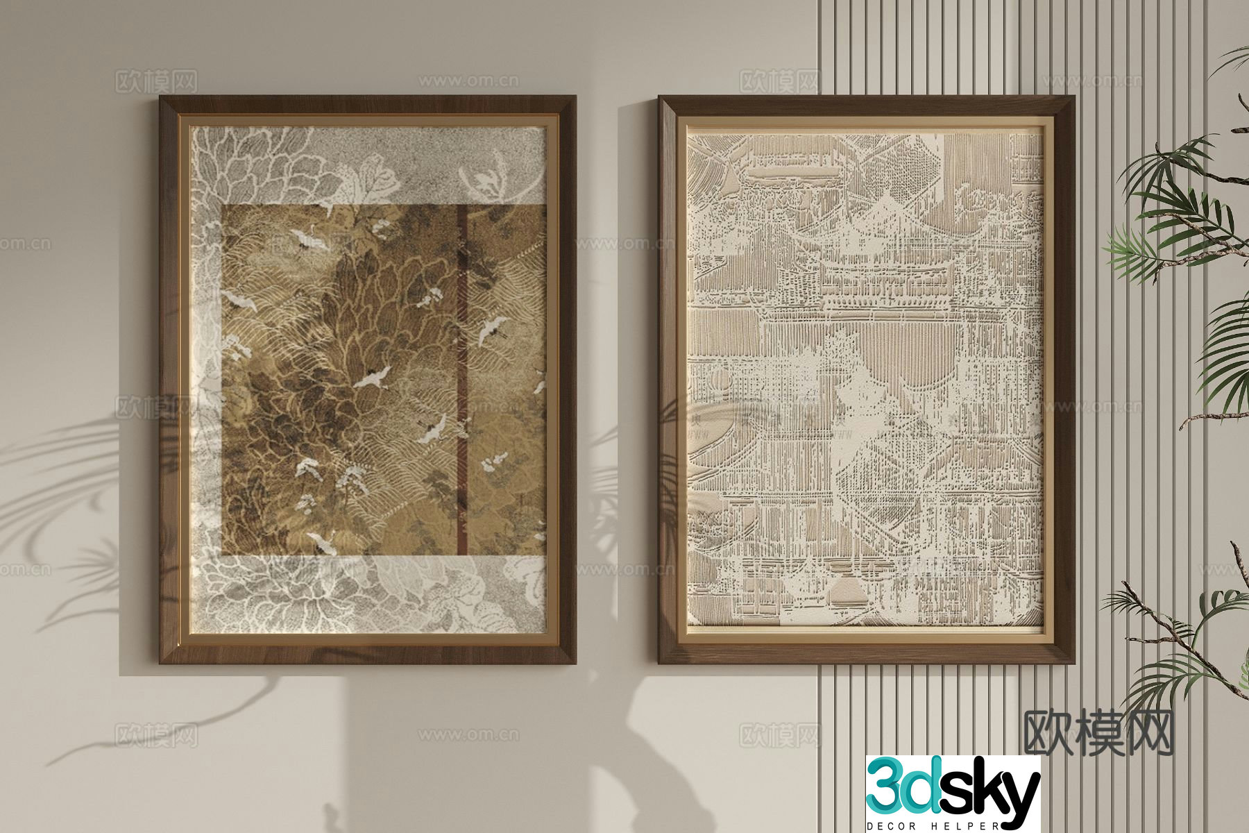 New Chinese style decorative painting art painting Zen hanging painting 3D model