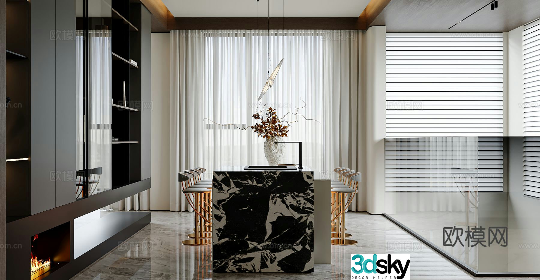 Italian restaurant Zhongdao restaurant 3d model