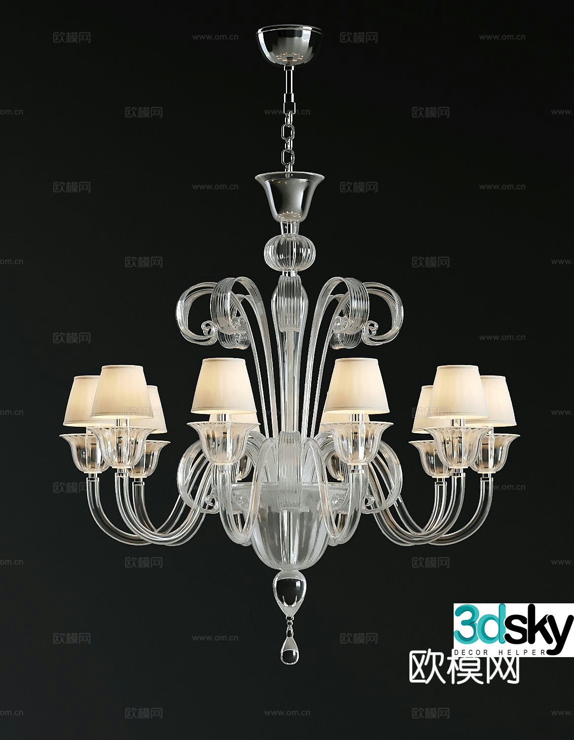 European crystal chandelier 3d model