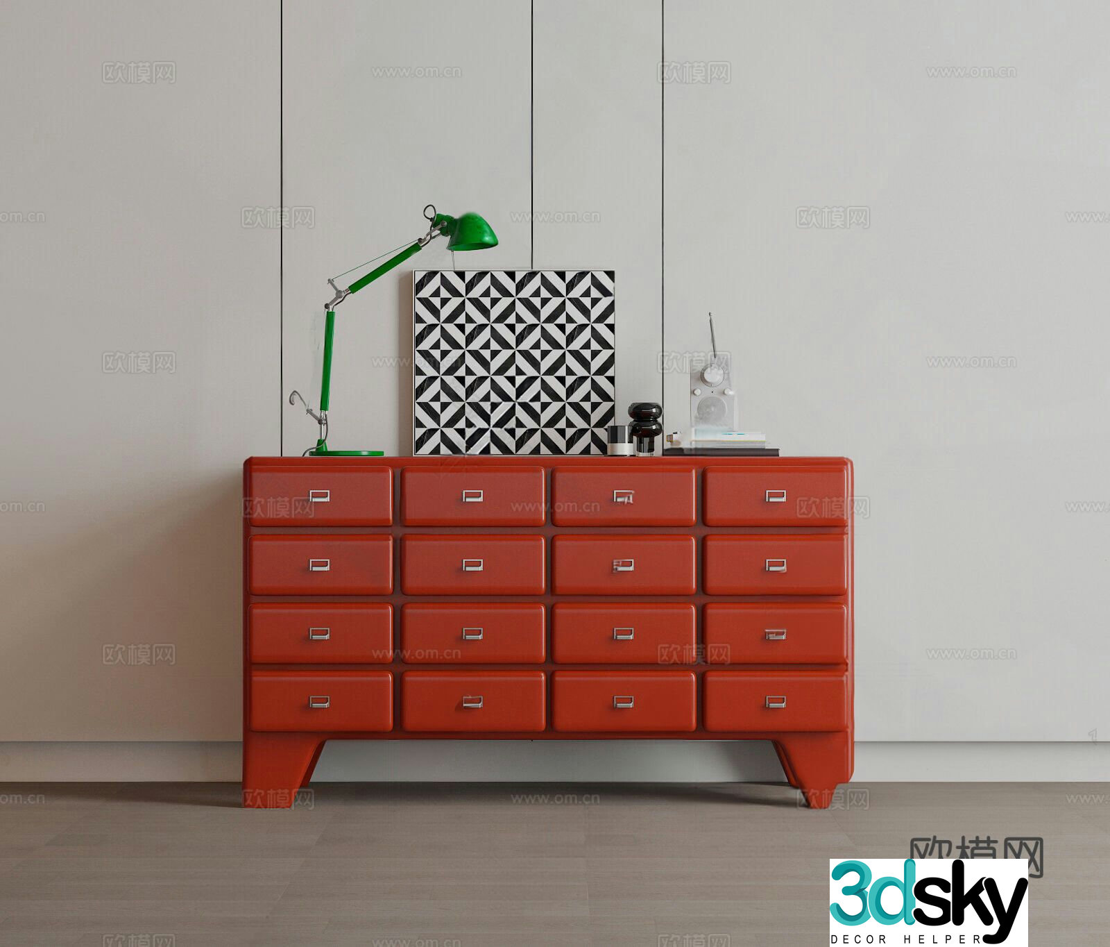 Modern side cabinet chest 3d model