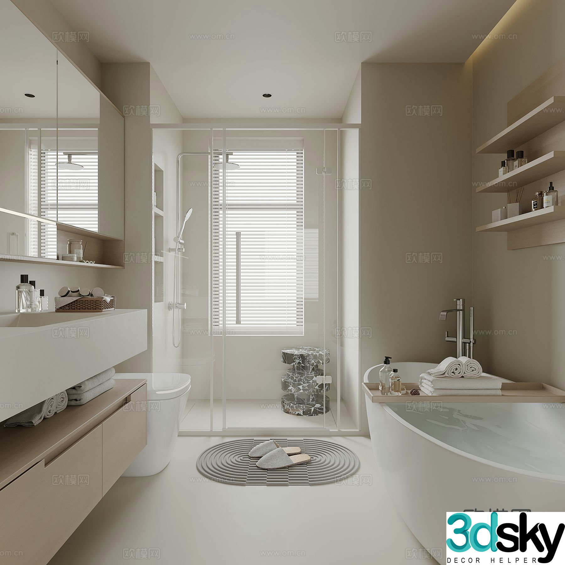 Cream style bathroom bathroom 3d model