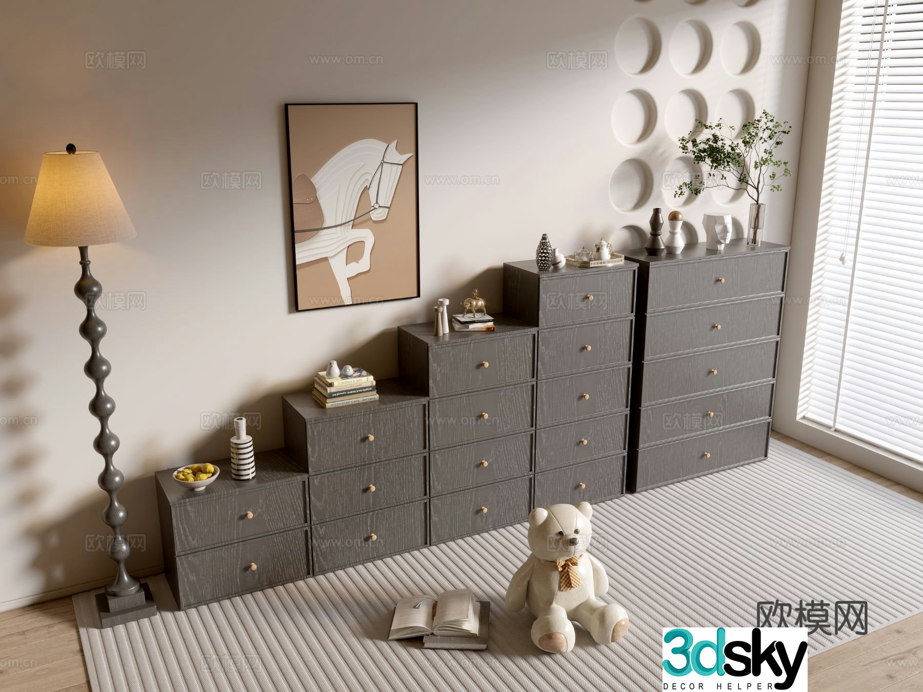 Modern chest of drawers side cabinet 3d model