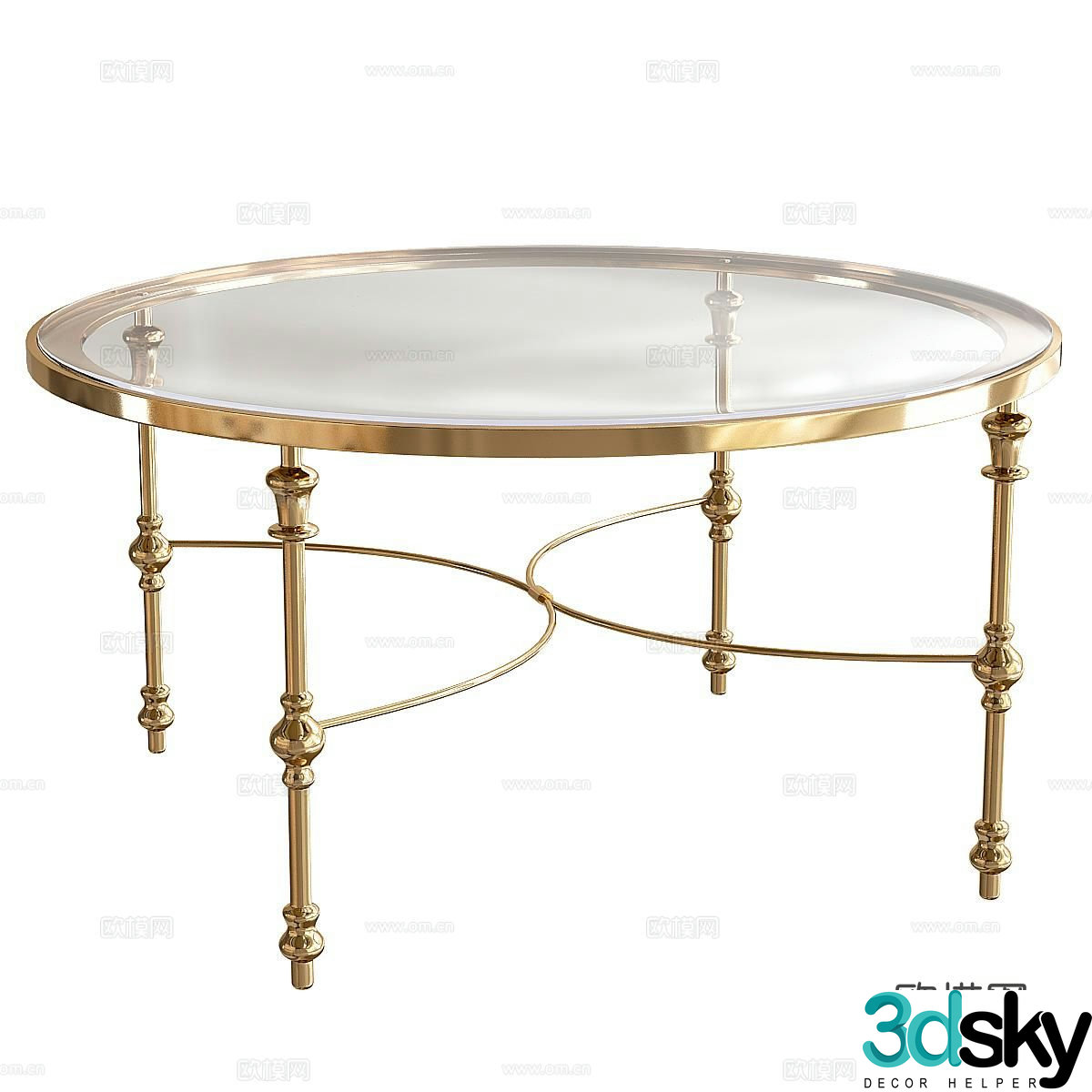 Aden glass coffee table round coffee table 3d model
